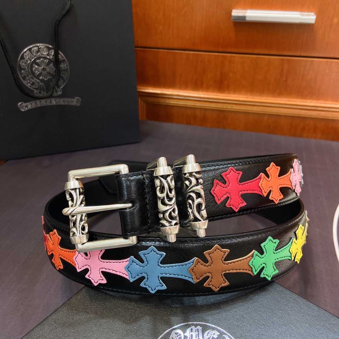 Chrome Hearts Leather Belt    3.8cm - EUR FASHION