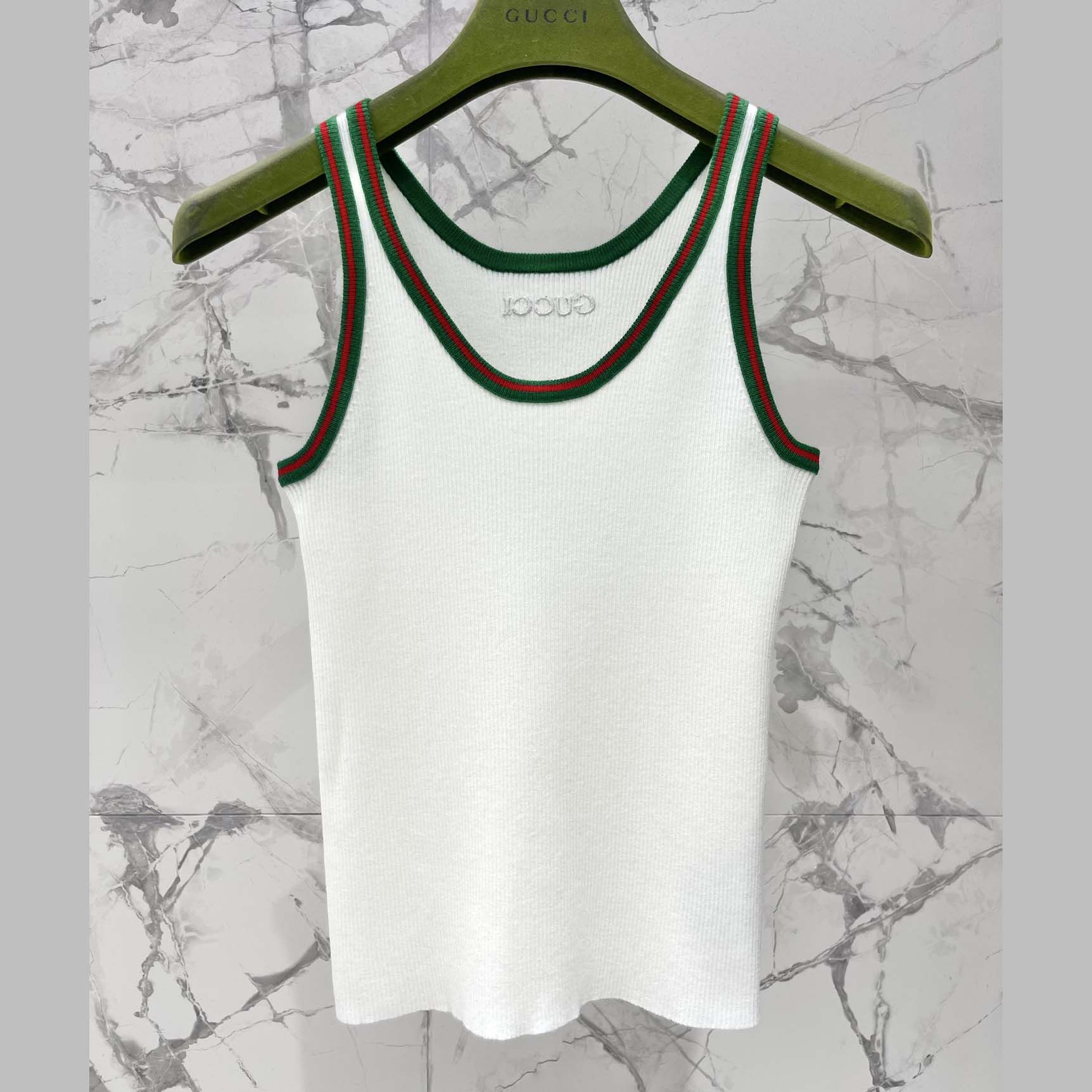 Gucci Cotton Rib Tank Top With Web - EUR FASHION