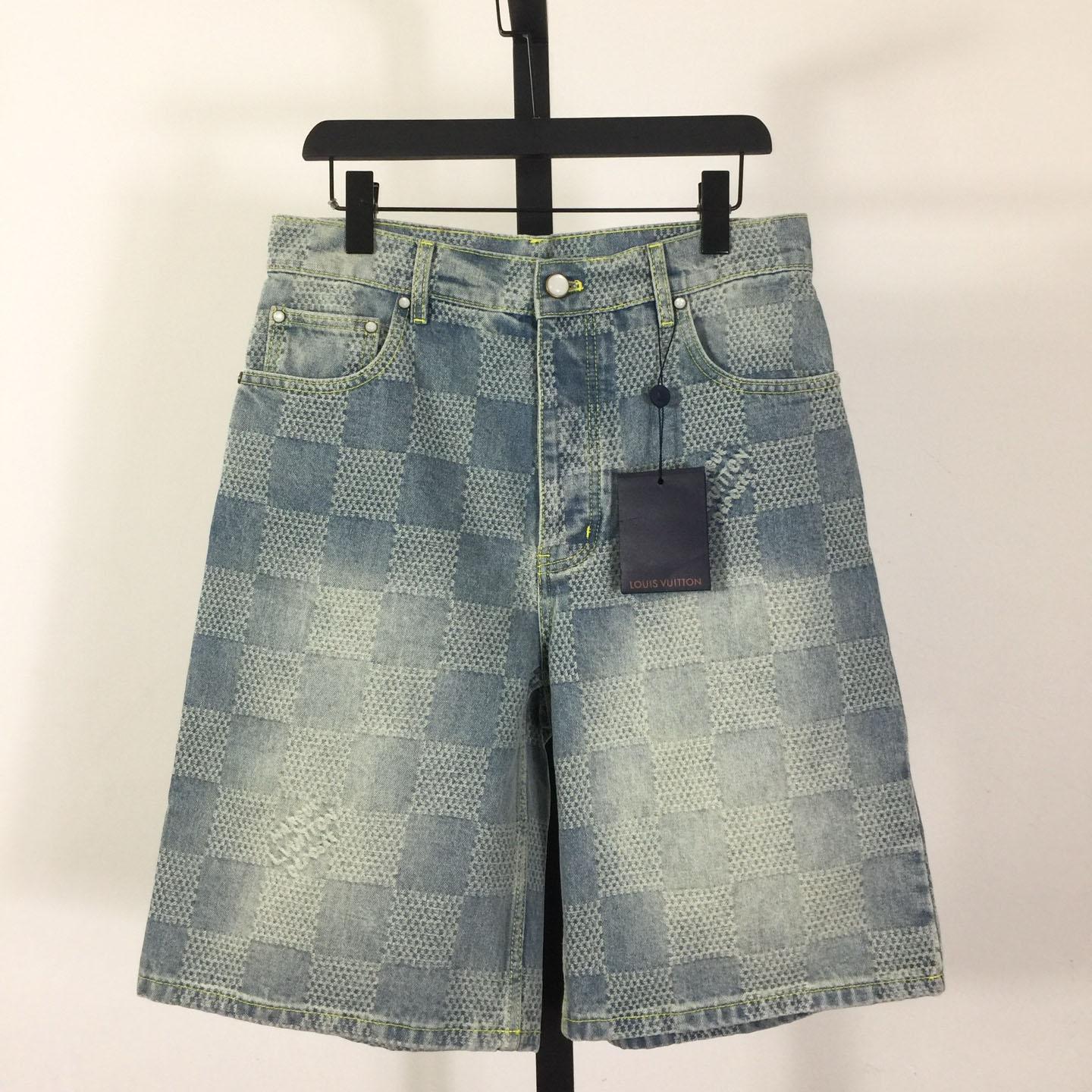 Louis Vuitton Damier 3D Light Denim Shorts   1AHVDS - EUR FASHION