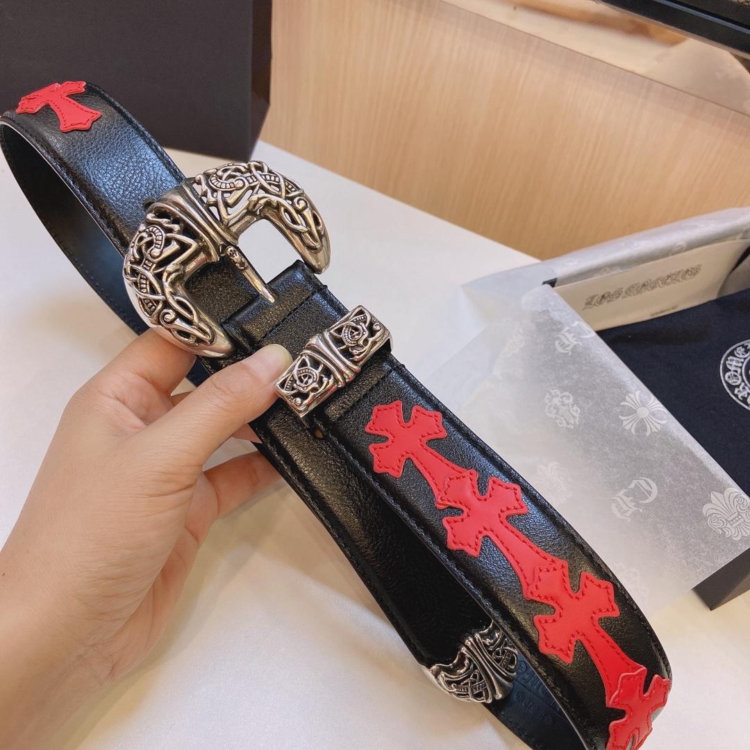 Chrome Hearts Leather Belt    3.8cm - EUR FASHION