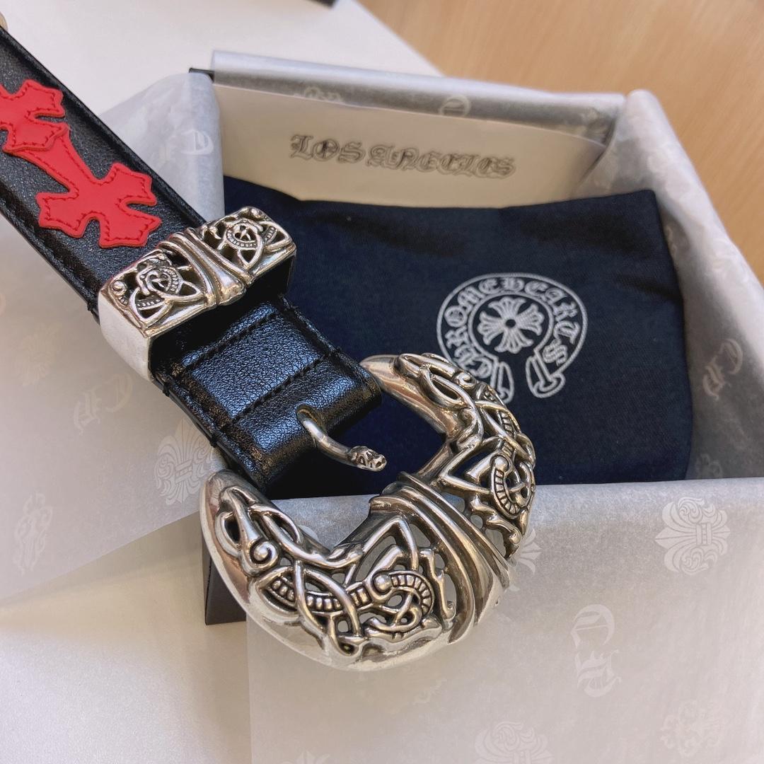Chrome Hearts Leather Belt    3.8cm - EUR FASHION