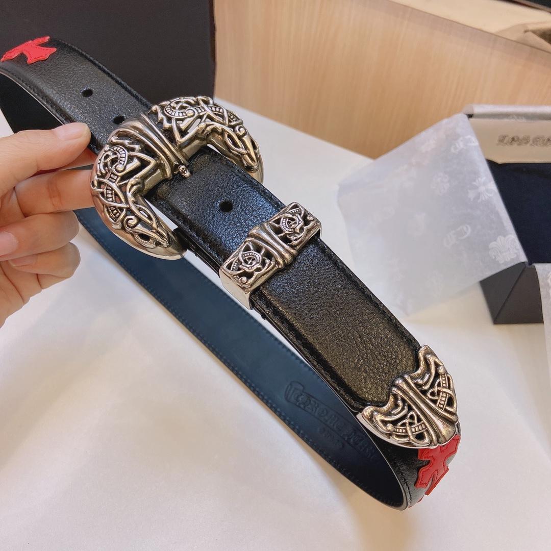 Chrome Hearts Leather Belt    3.8cm - EUR FASHION