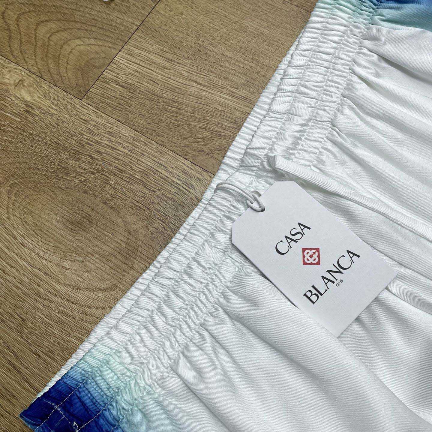 Casablanca White & Blue 'Casa Way' Skate Silk Shorts   CA3538 - EUR FASHION