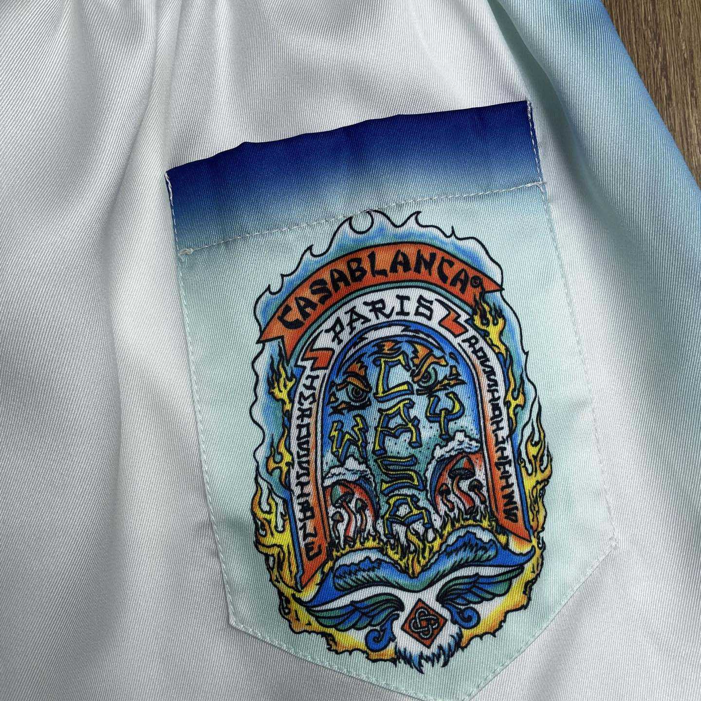 Casablanca White & Blue 'Casa Way' Skate Silk Shorts   CA3538 - EUR FASHION
