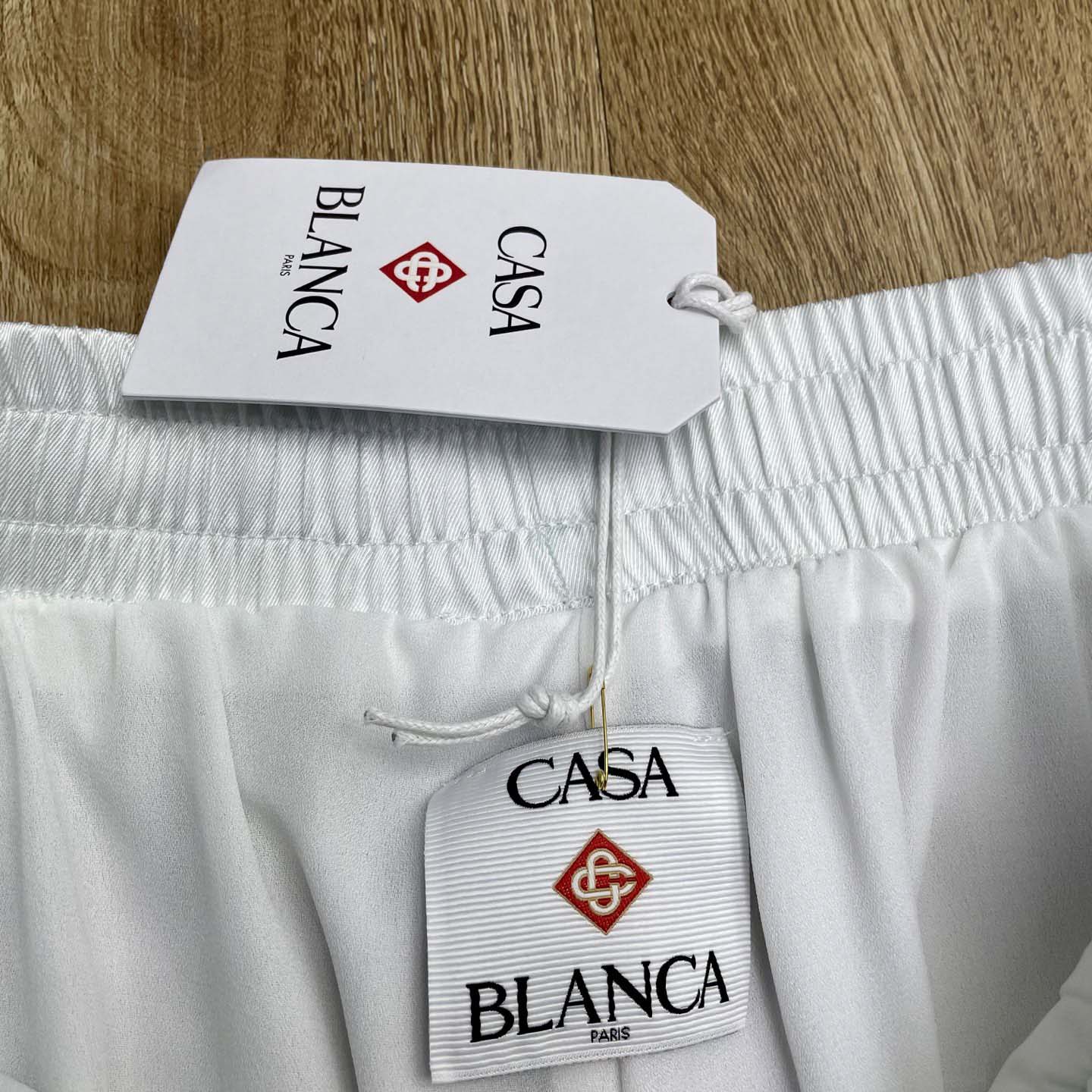 Casablanca White & Blue 'Casa Way' Skate Silk Shorts   CA3538 - EUR FASHION