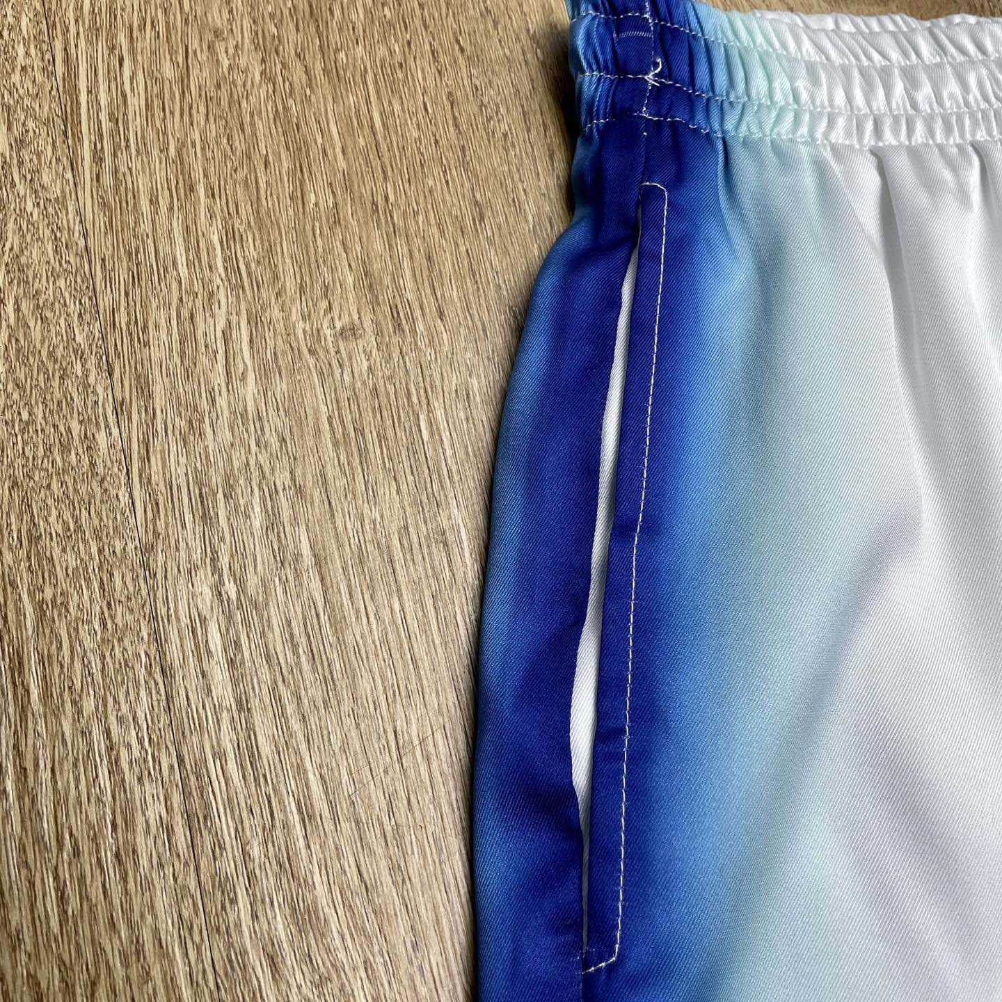 Casablanca White & Blue 'Casa Way' Skate Silk Shorts   CA3538 - EUR FASHION