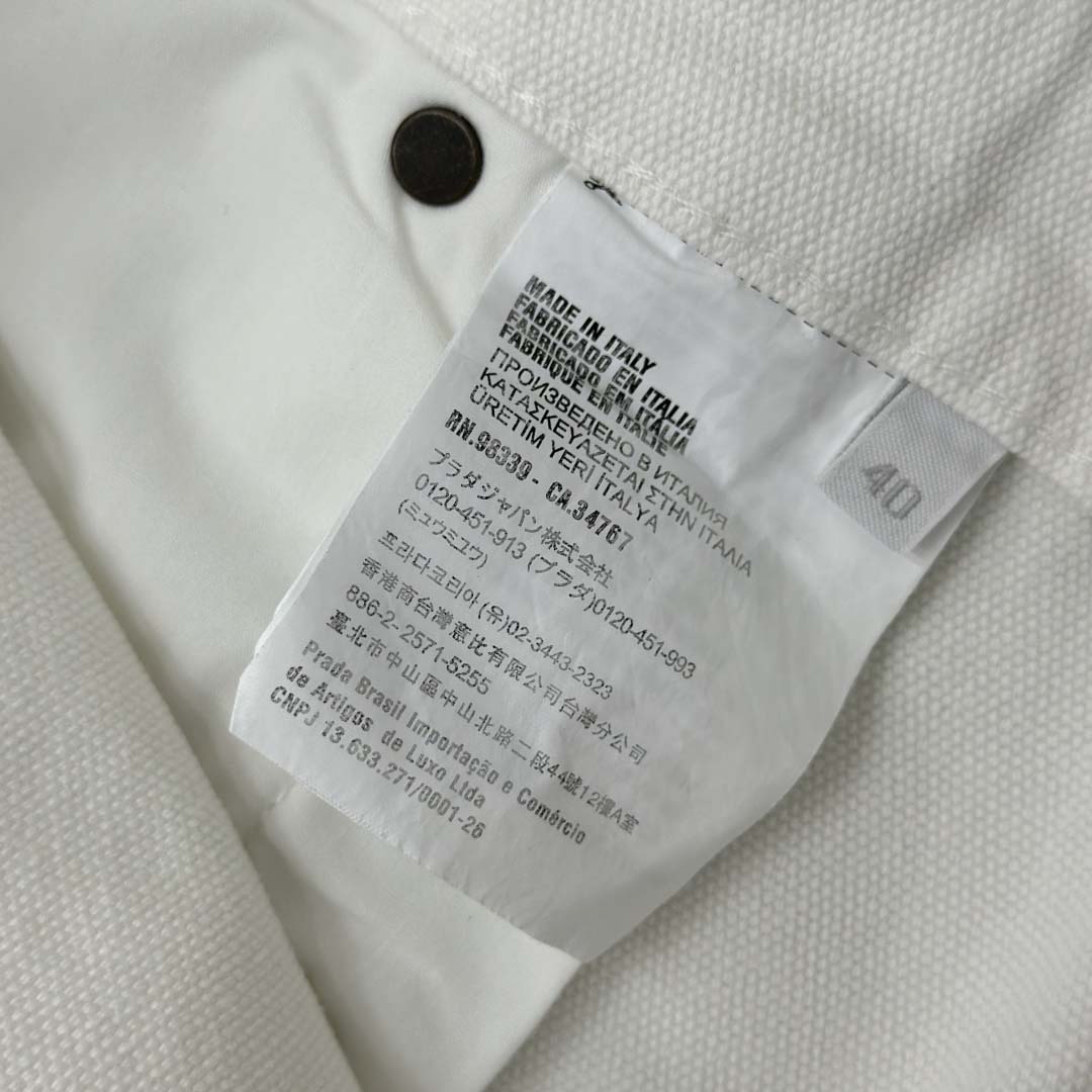 Prada White Old Canvas Pants - EUR FASHION