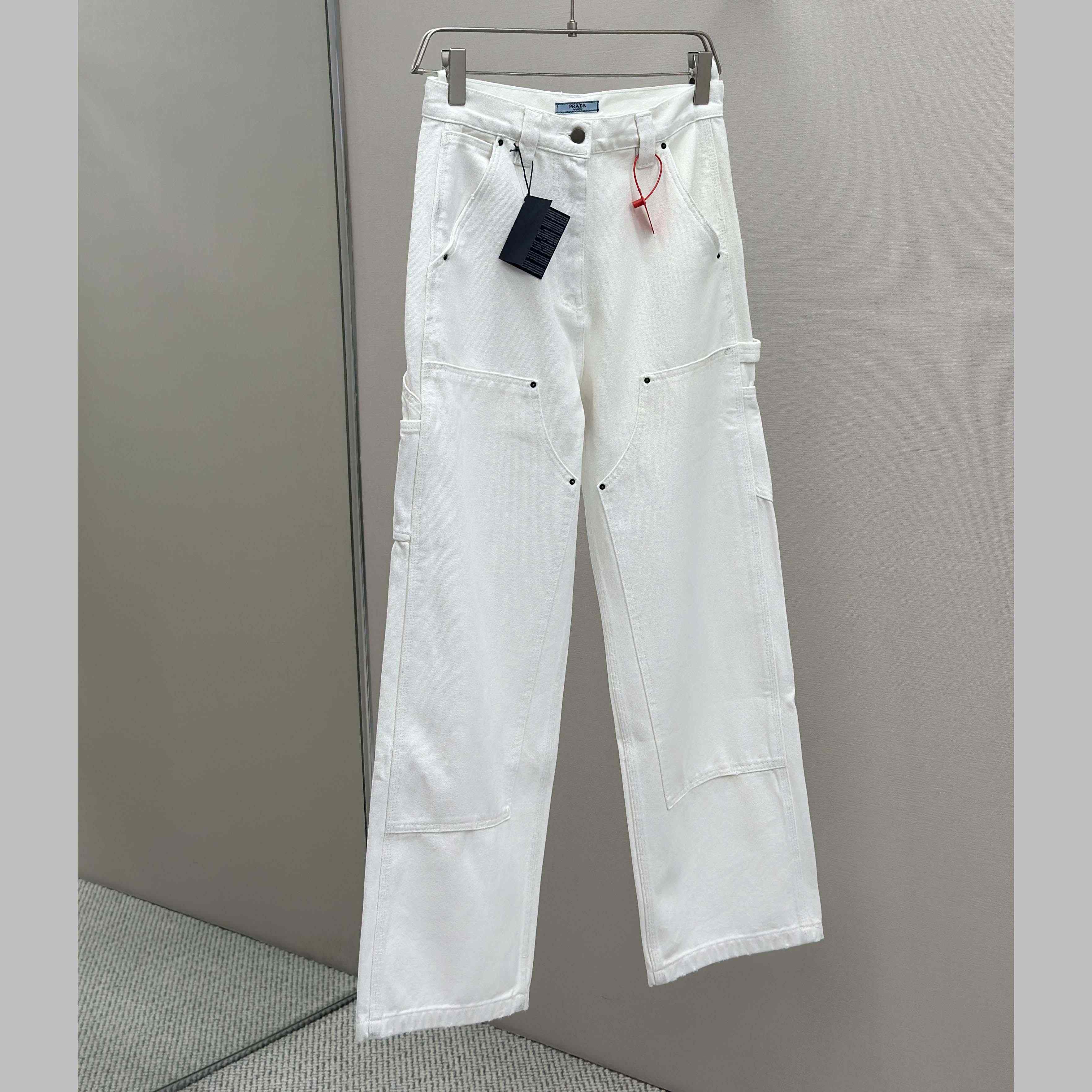 Prada White Old Canvas Pants - EUR FASHION