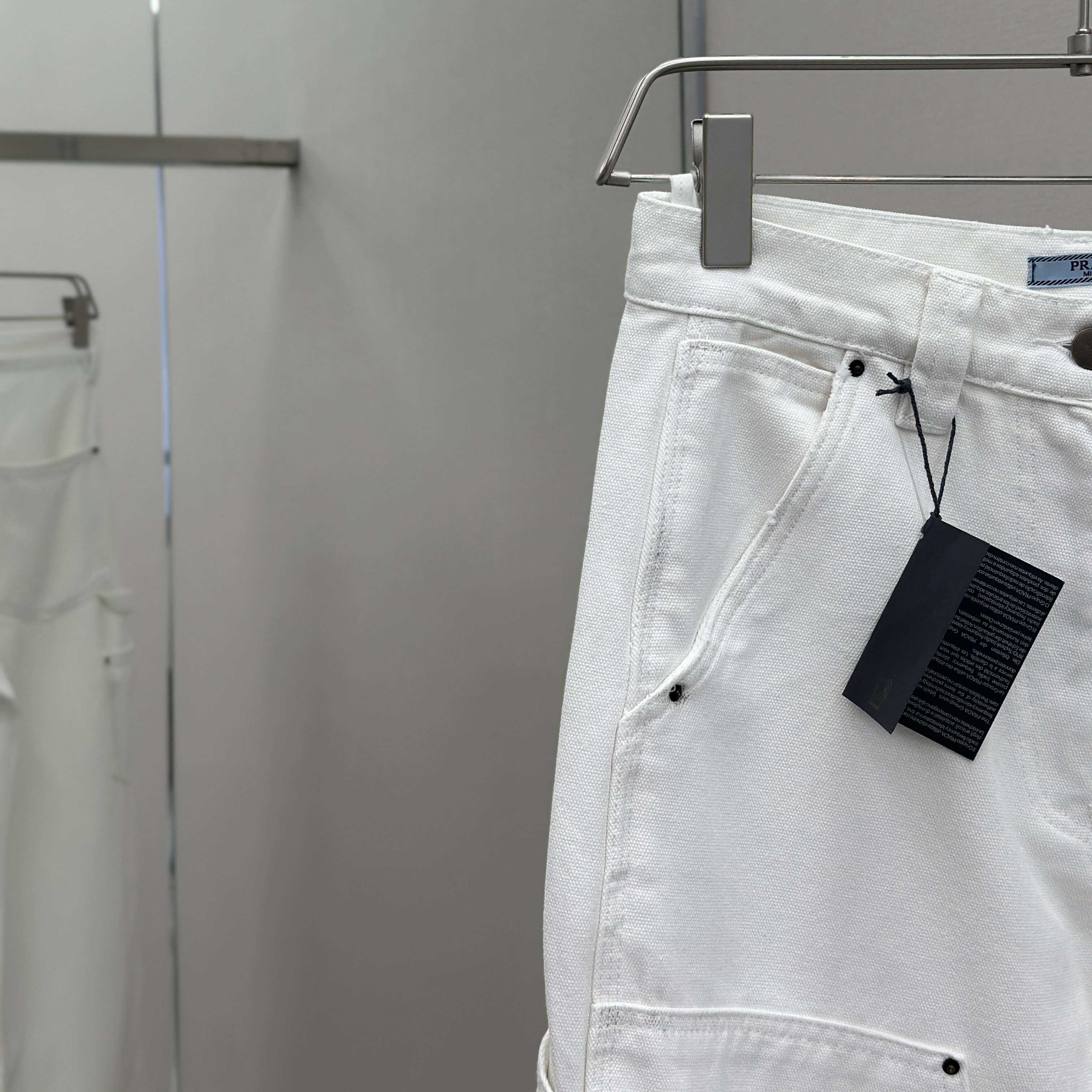 Prada White Old Canvas Pants - EUR FASHION
