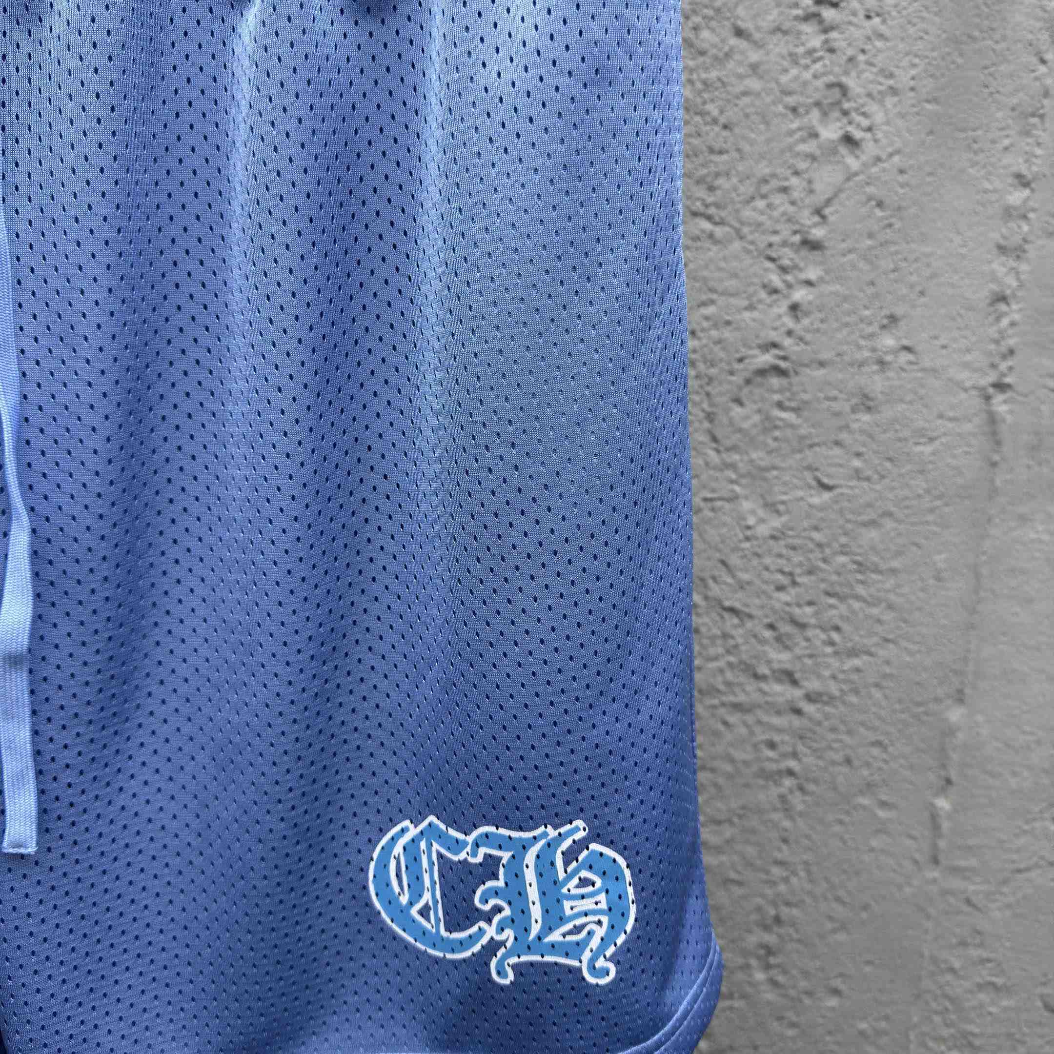 Chrome Hearts Sports Mesh Varsity Shorts Blue - EUR FASHION