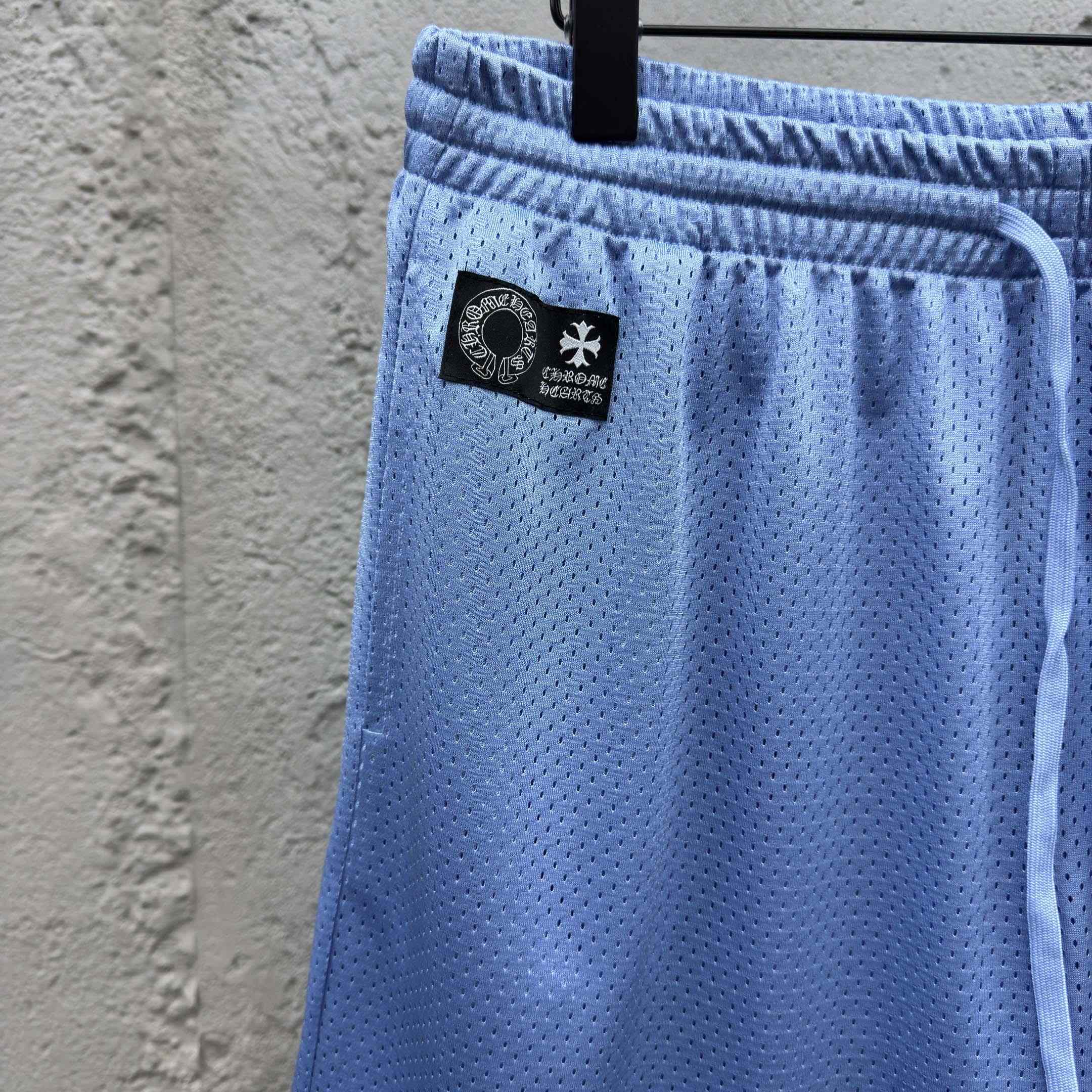 Chrome Hearts Sports Mesh Varsity Shorts Blue - EUR FASHION