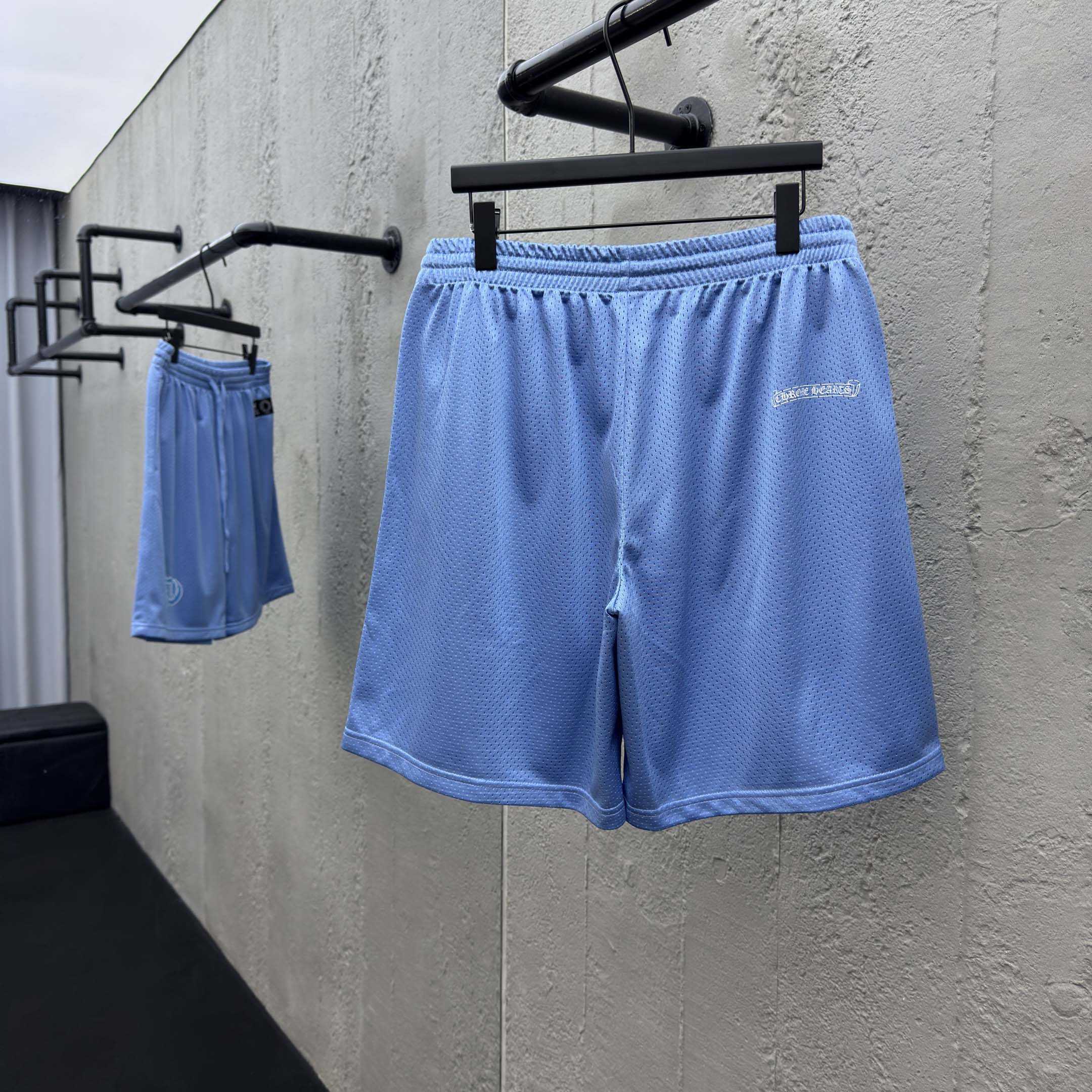 Chrome Hearts Sports Mesh Varsity Shorts Blue - EUR FASHION