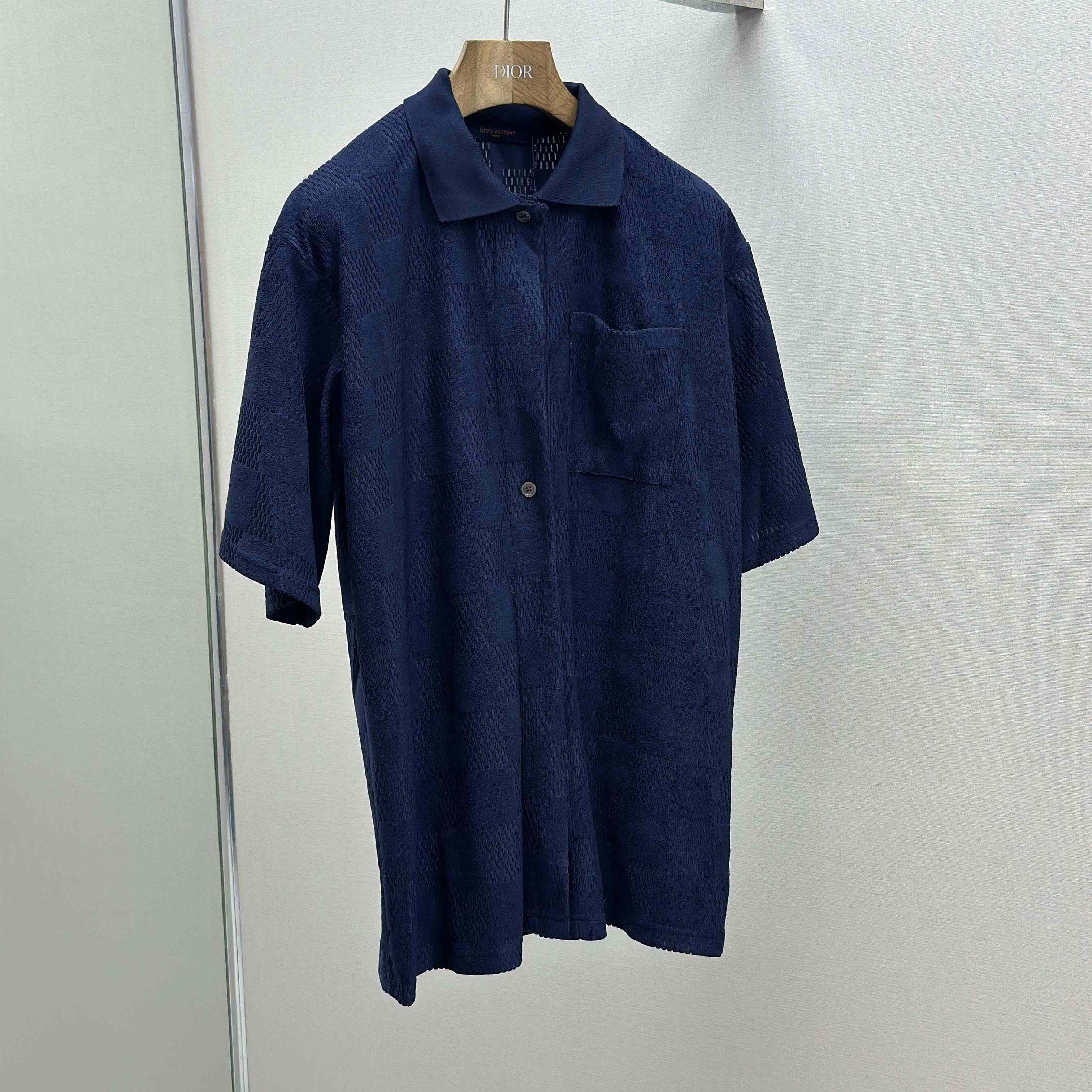 Louis Vuitton Damier French Terry Short-Sleeved Cotton-Blend Shirt   1AGK51 - EUR FASHION