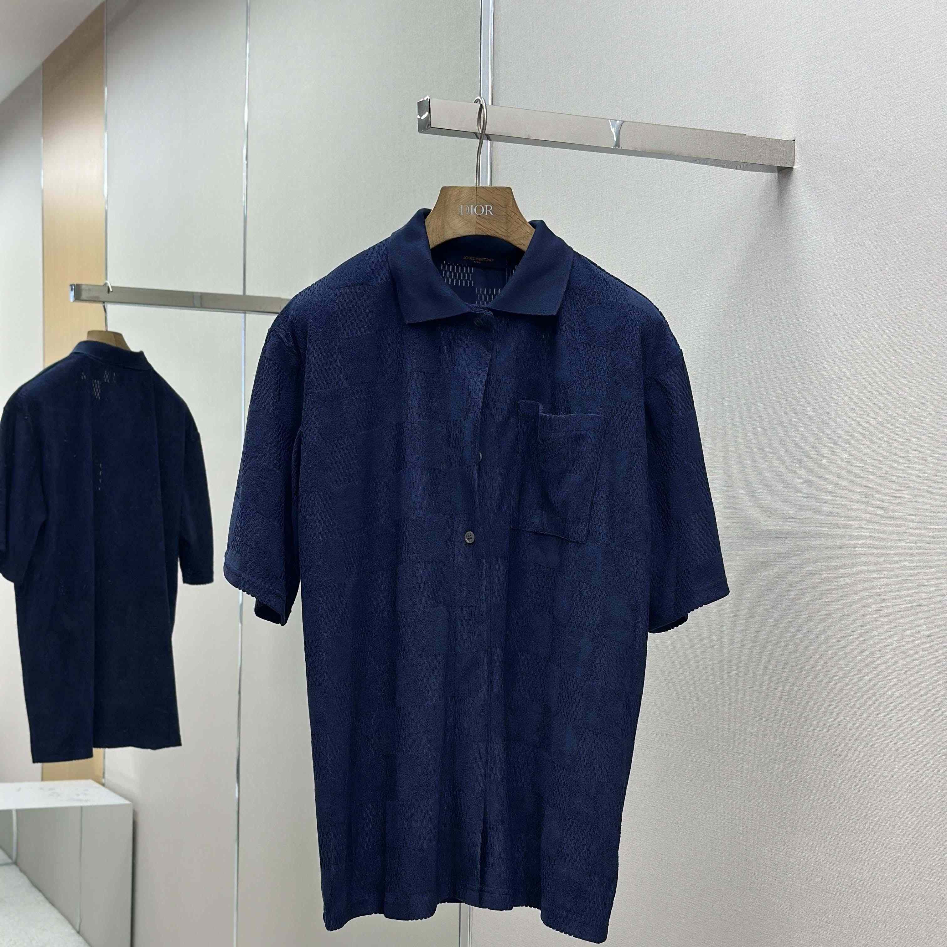Louis Vuitton Damier French Terry Short-Sleeved Cotton-Blend Shirt   1AGK51 - EUR FASHION