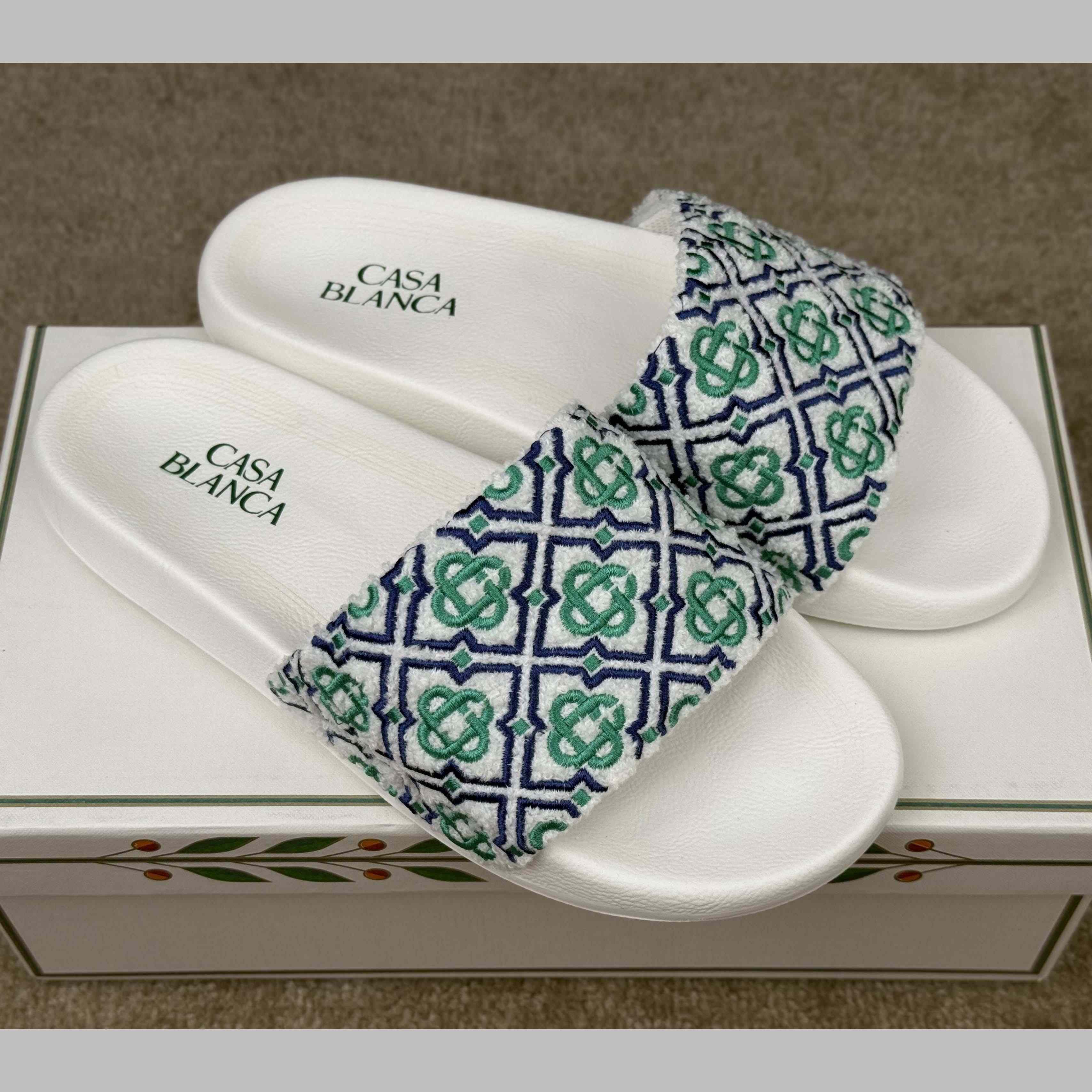 Casablanca Embroidered-monogram Slides - EUR FASHION