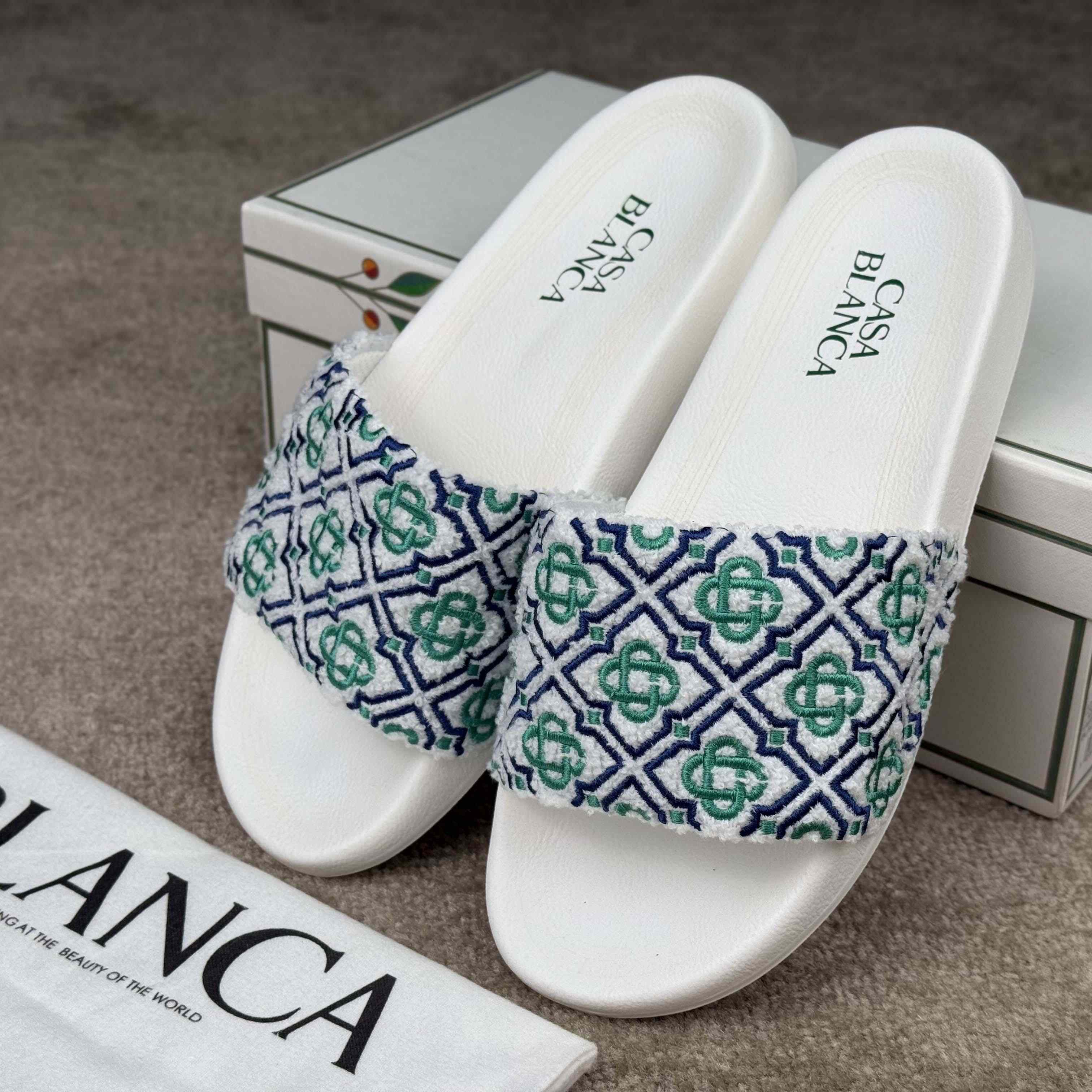 Casablanca Embroidered-monogram Slides - EUR FASHION