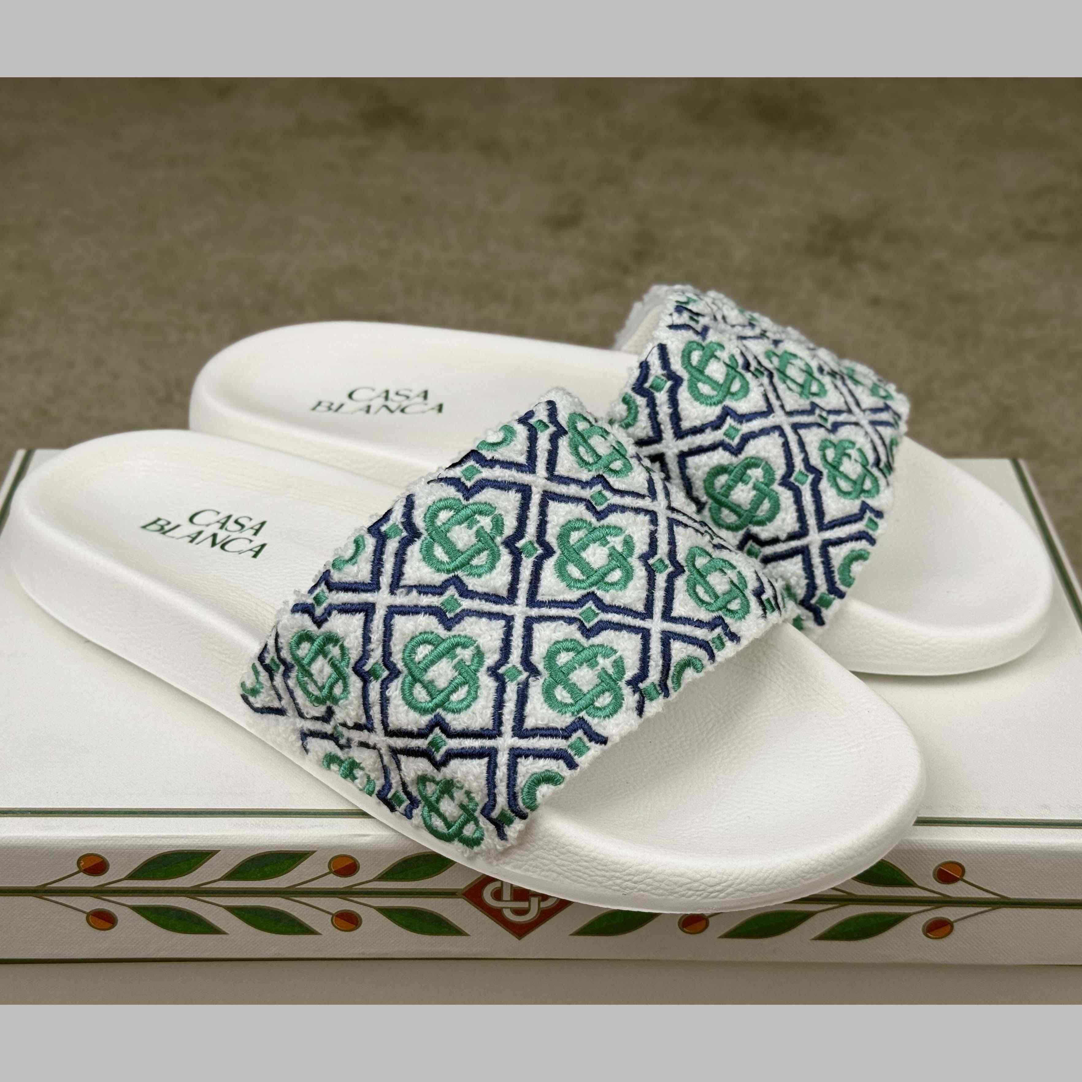 Casablanca Embroidered-monogram Slides - EUR FASHION
