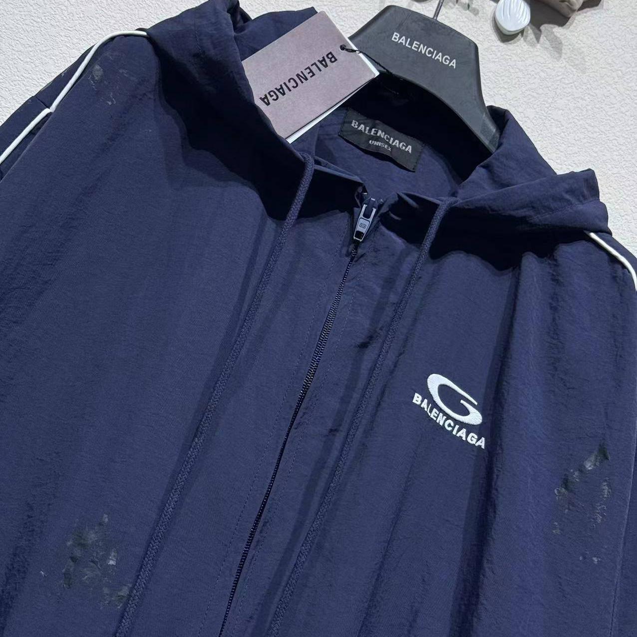 Balenciaga Painter Tracksuit Jacket In Navy Techno Poplin - EUR FASHION