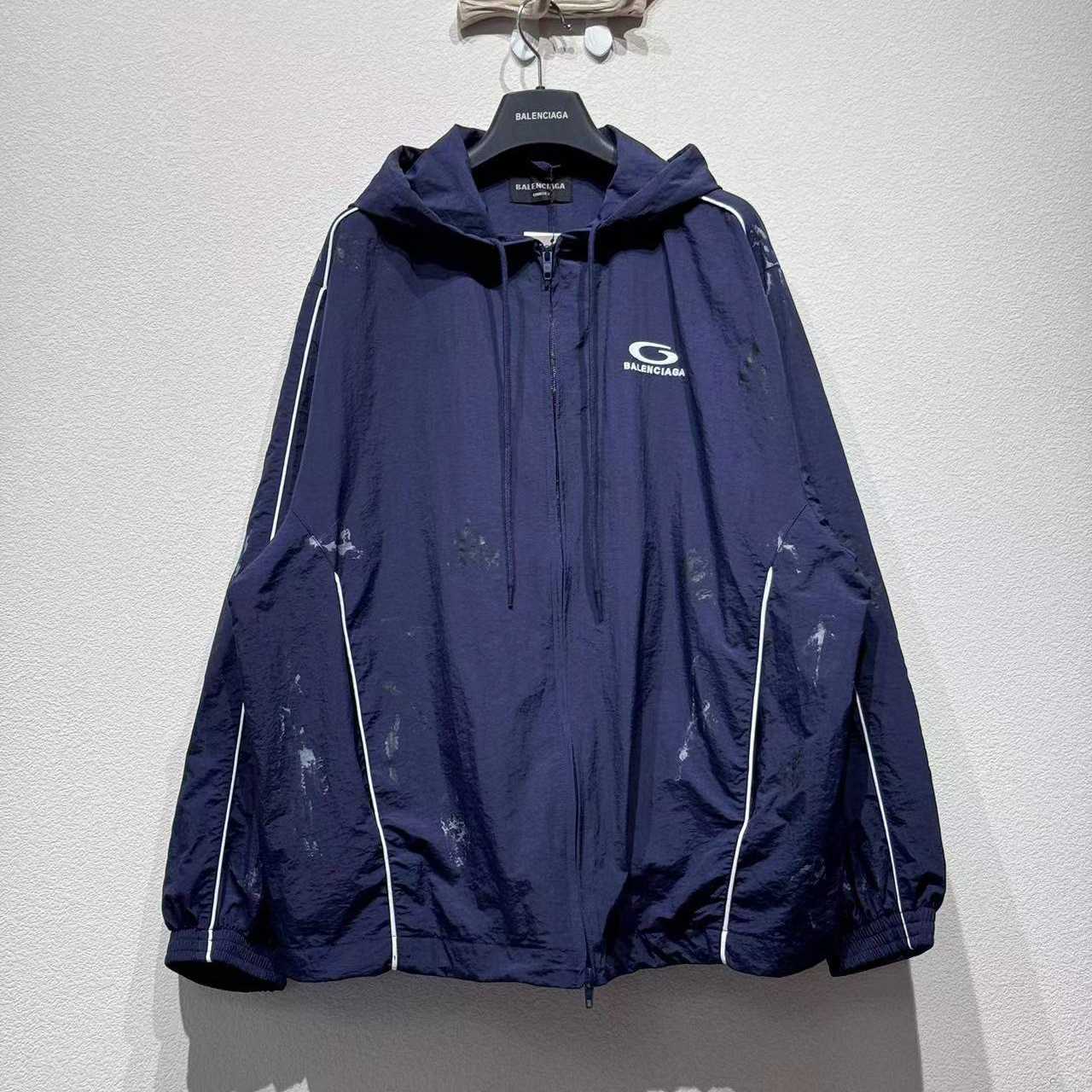 Balenciaga Painter Tracksuit Jacket In Navy Techno Poplin - EUR FASHION