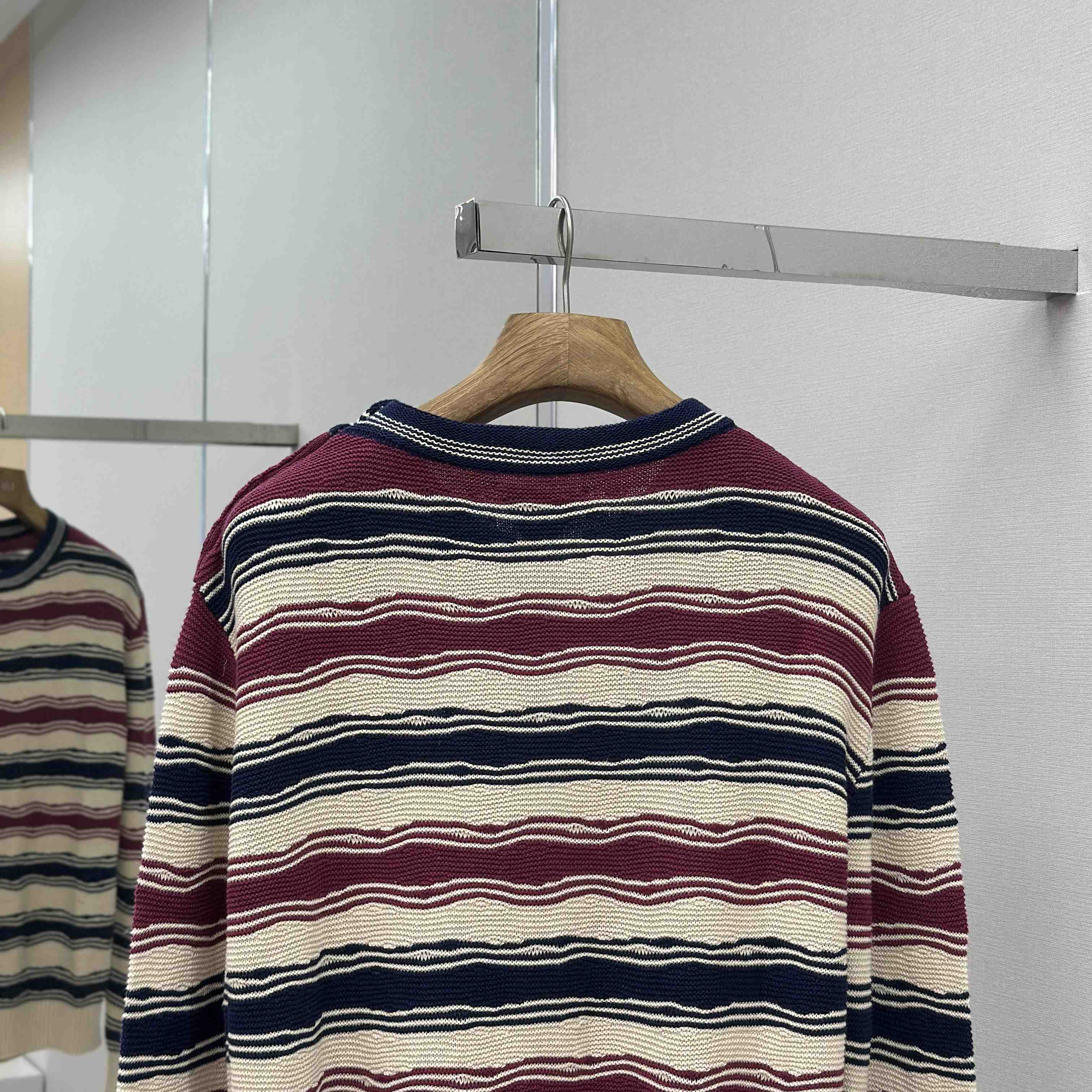 Bottega Veneta Men's Red Distorted Stripe Linen & Cotton Sweater  - EUR FASHION