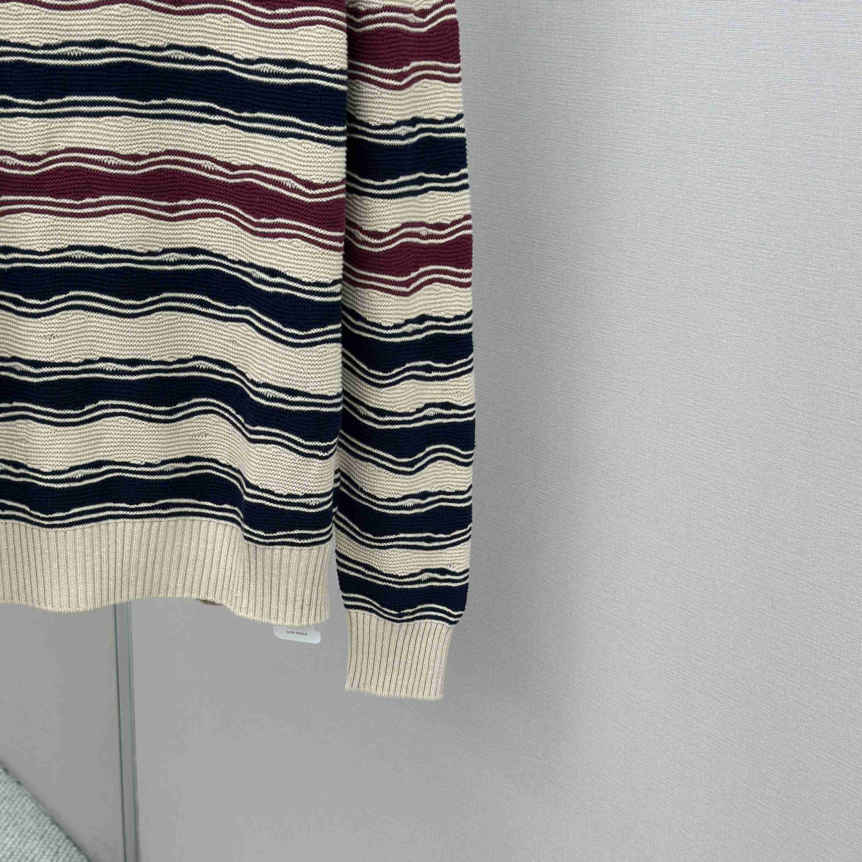 Bottega Veneta Men's Red Distorted Stripe Linen & Cotton Sweater  - EUR FASHION