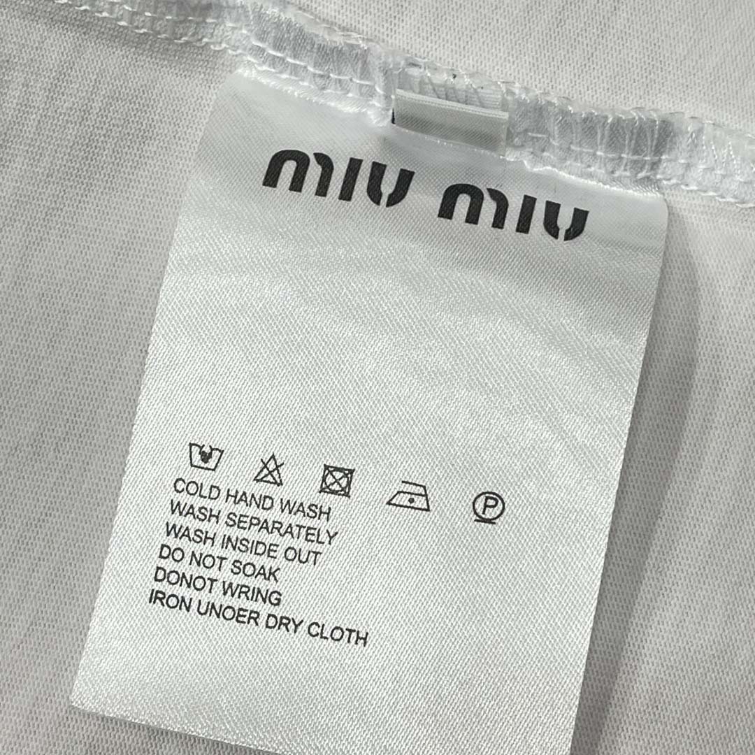 Miu Miu White Cotton Jersey T-shirt  - EUR FASHION