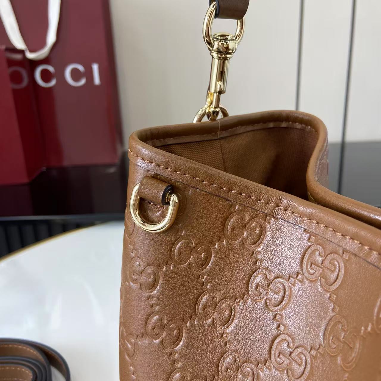 Gucci GG Emblem Small Bucket Bag  - EUR FASHION