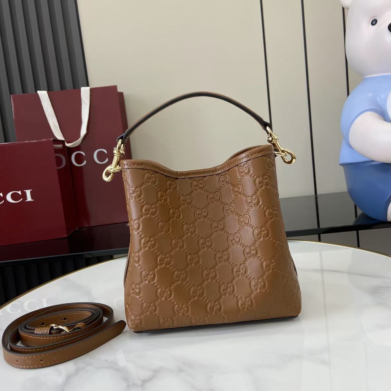 Gucci GG Emblem Small Bucket Bag  - EUR FASHION