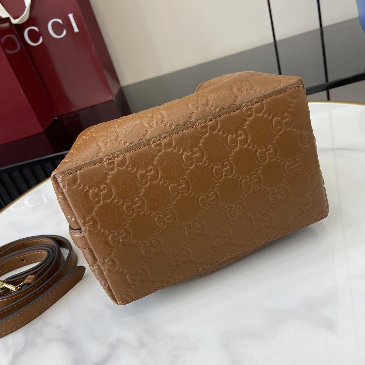 Gucci GG Emblem Small Bucket Bag  - EUR FASHION