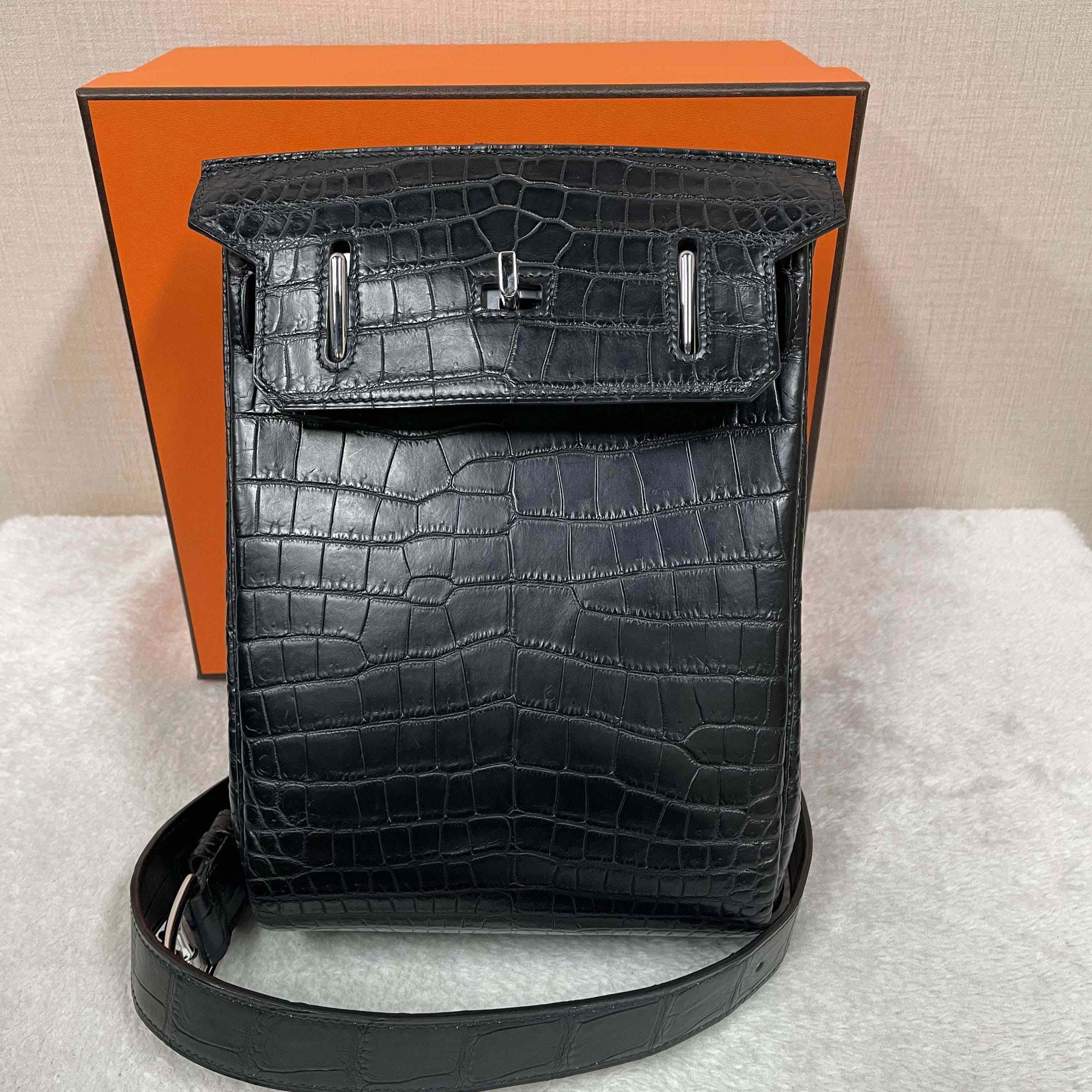 Hermes Hac-a-Dos Beton Croco PHW - EUR FASHION