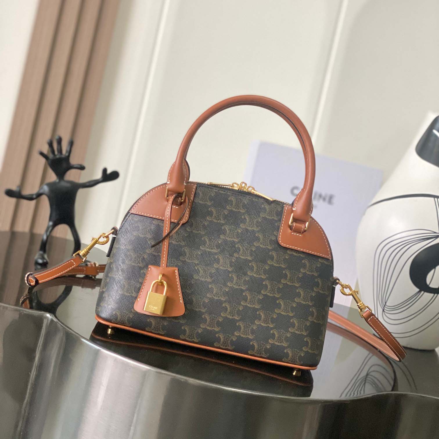 Celine Small Bowling In Triomphe Canvas And Calfskin  - EUR FASHION