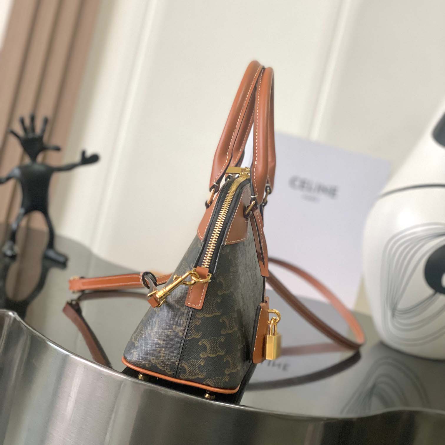 Celine Small Bowling In Triomphe Canvas And Calfskin  - EUR FASHION