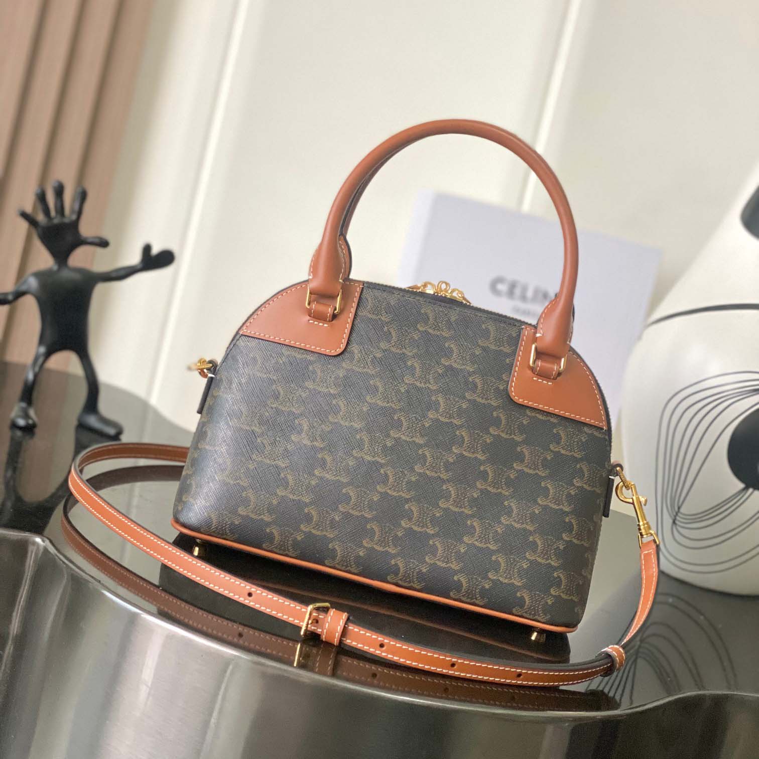 Celine Small Bowling In Triomphe Canvas And Calfskin  - EUR FASHION