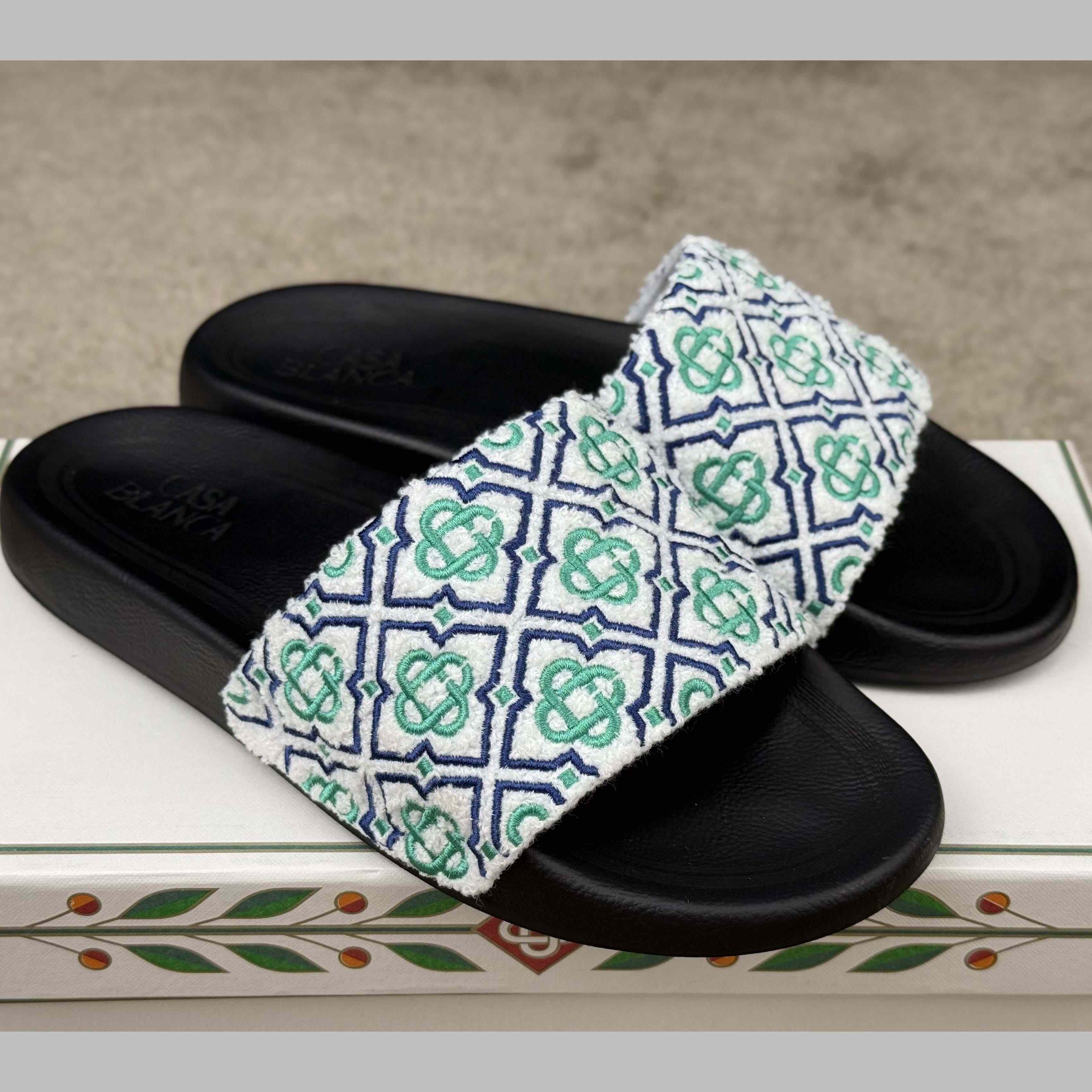 Casablanca Embroidered-monogram Slides - EUR FASHION