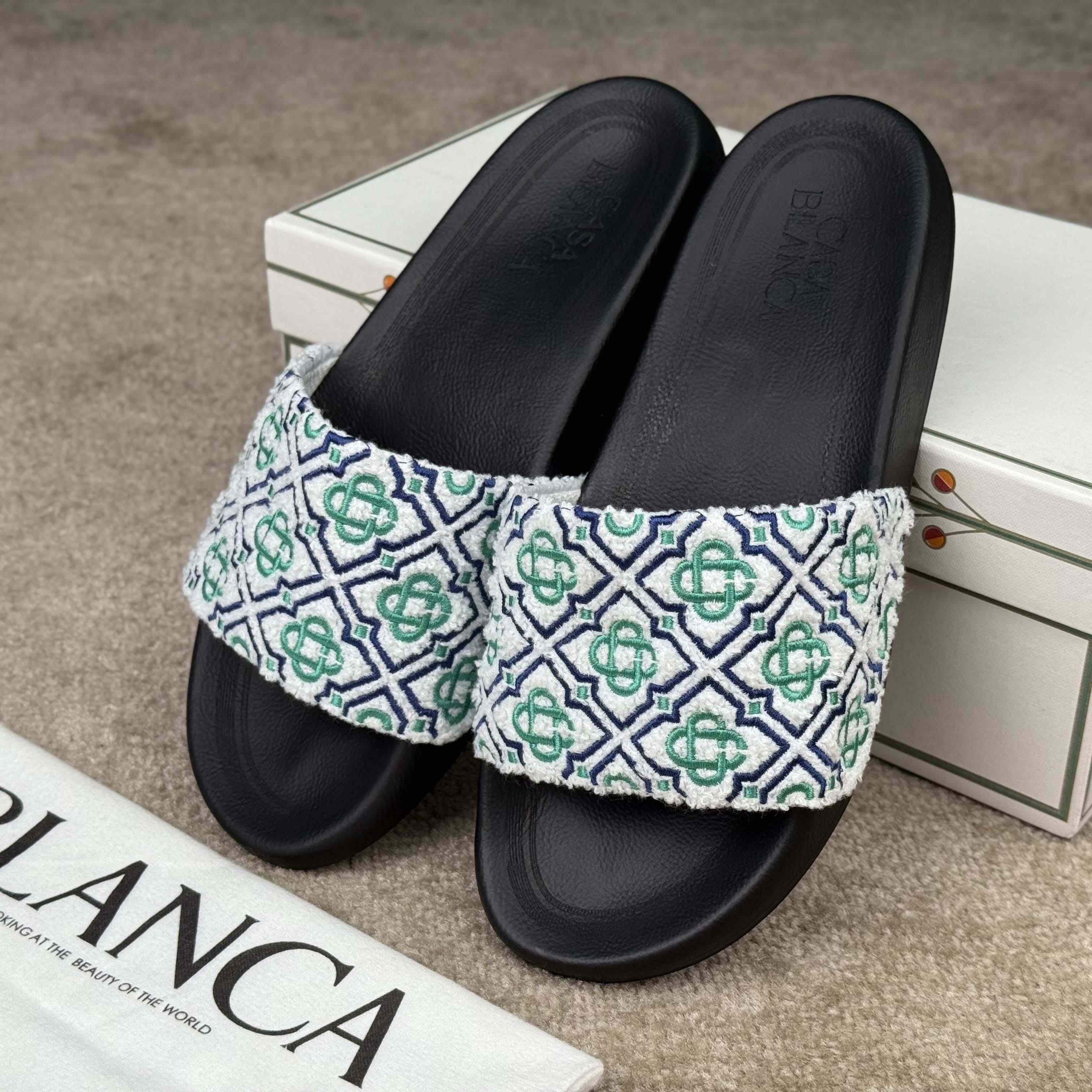 Casablanca Embroidered-monogram Slides - EUR FASHION