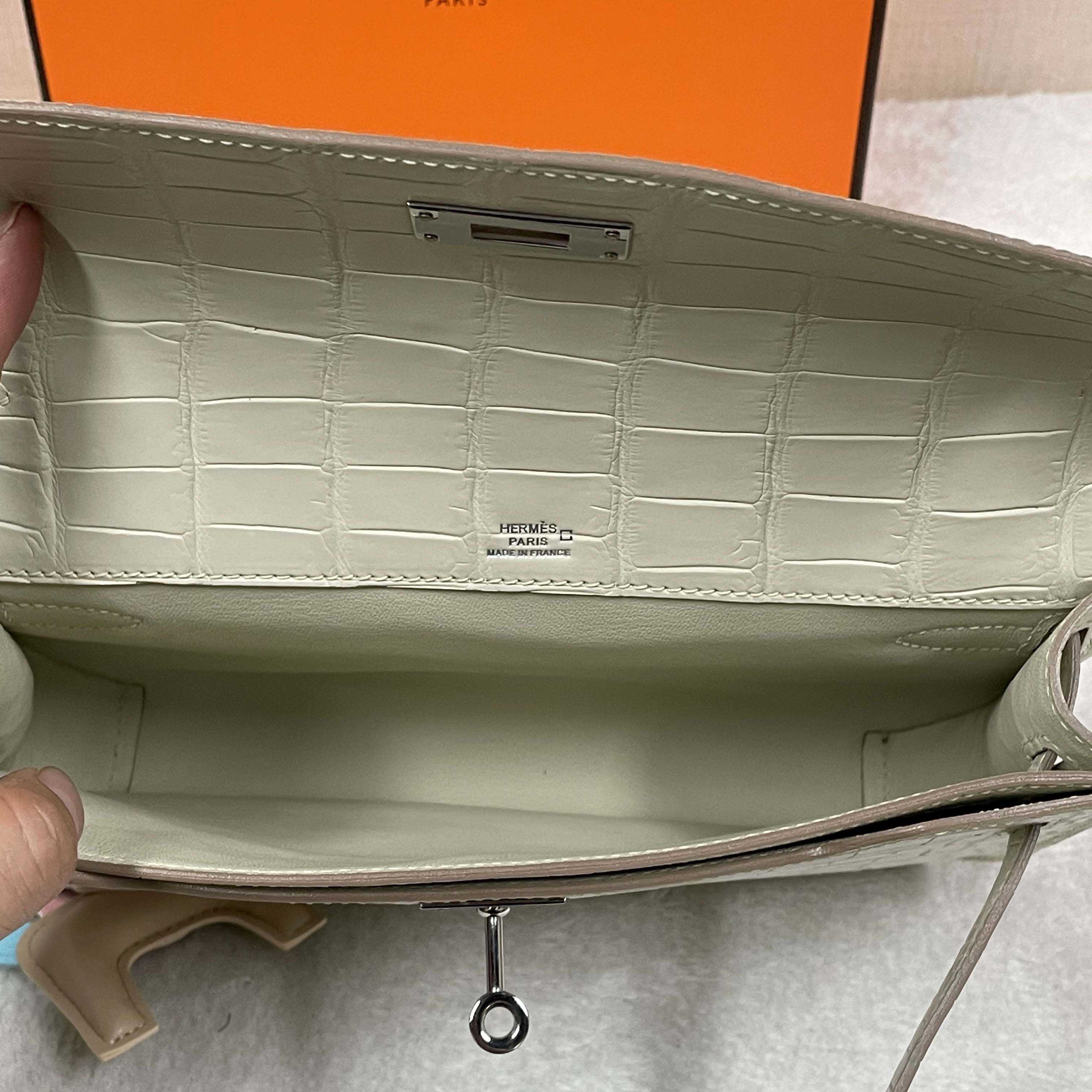 Hermes Kelly Depeche Crocodile Beton 25cm - EUR FASHION