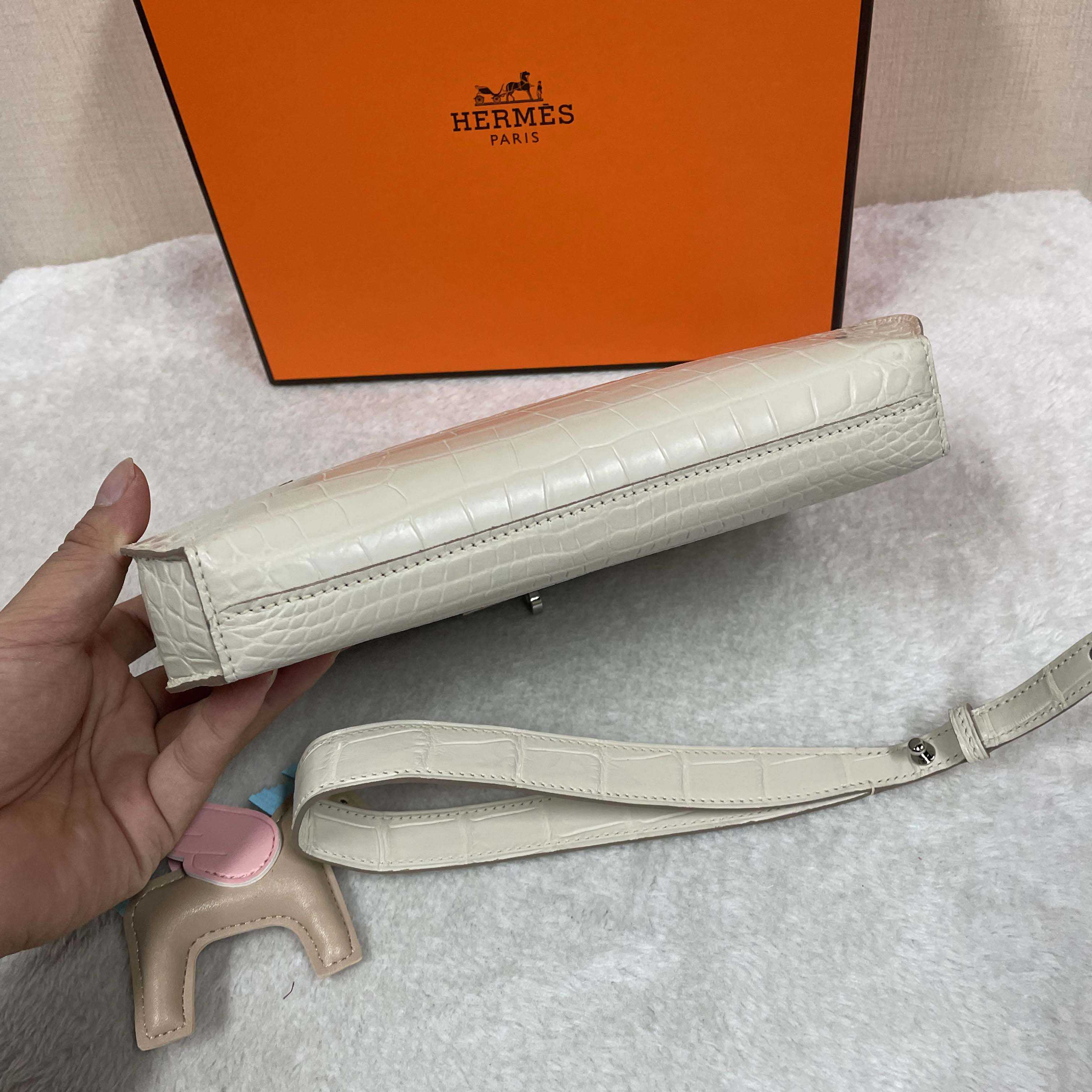 Hermes Kelly Depeche Crocodile Beton 25cm - EUR FASHION