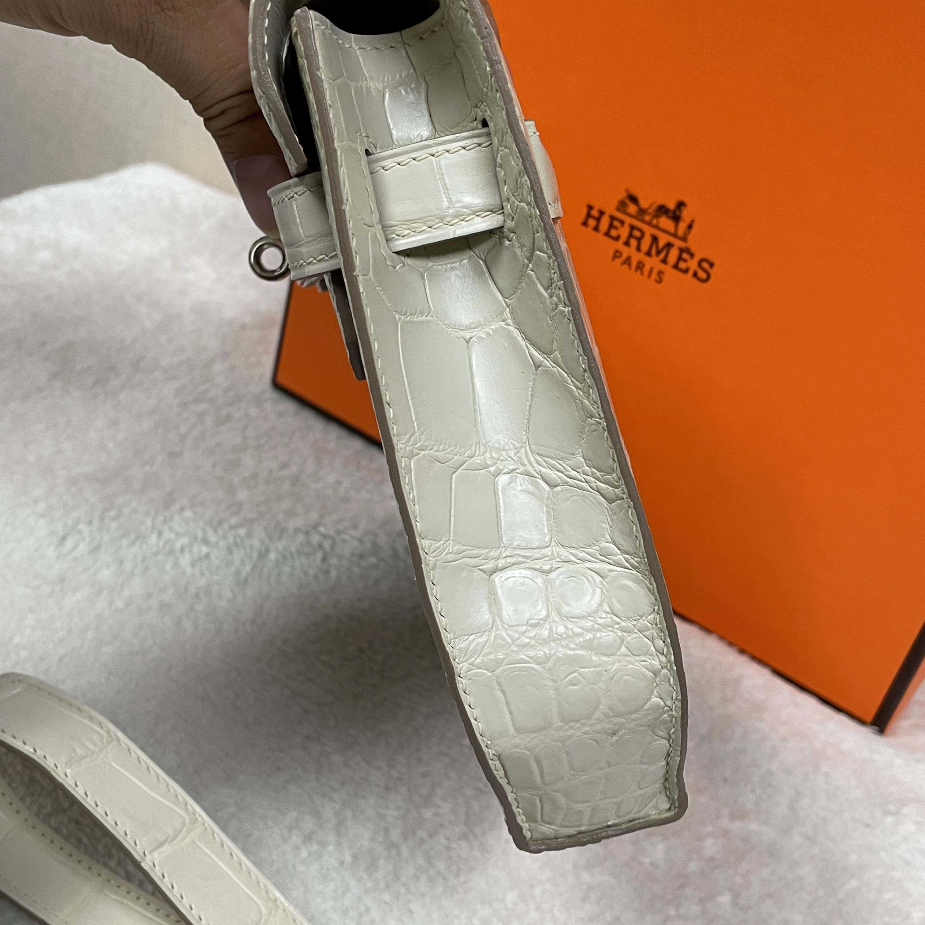 Hermes Kelly Depeche Crocodile Beton 25cm - EUR FASHION