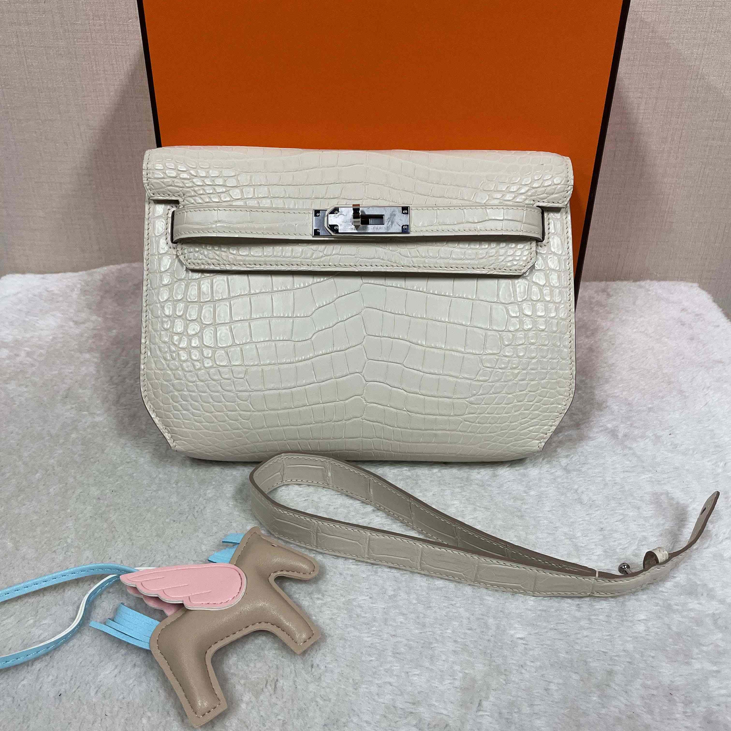 Hermes Kelly Depeche Crocodile Beton 25cm - EUR FASHION