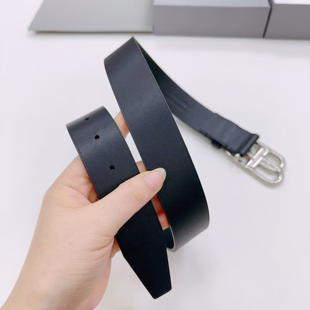 Balenciaga Black Bb Belt With silver Buckle - EUR FASHION