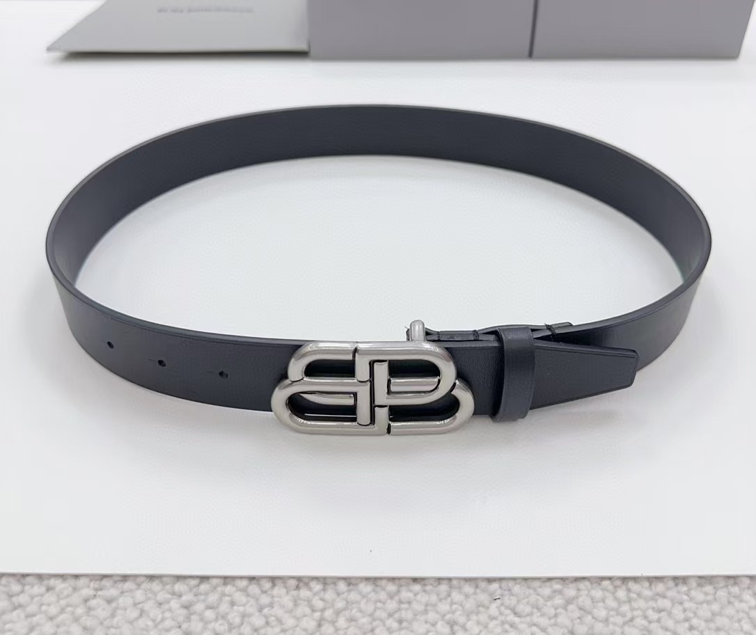 Balenciaga Black Bb Belt With silver Buckle - EUR FASHION