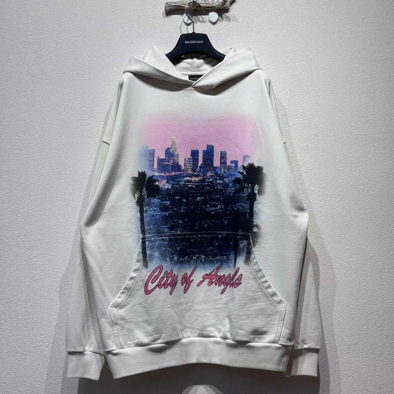 Balenciaga City Of Angels Hoodie Medium Fit In Dirty White  - EUR FASHION