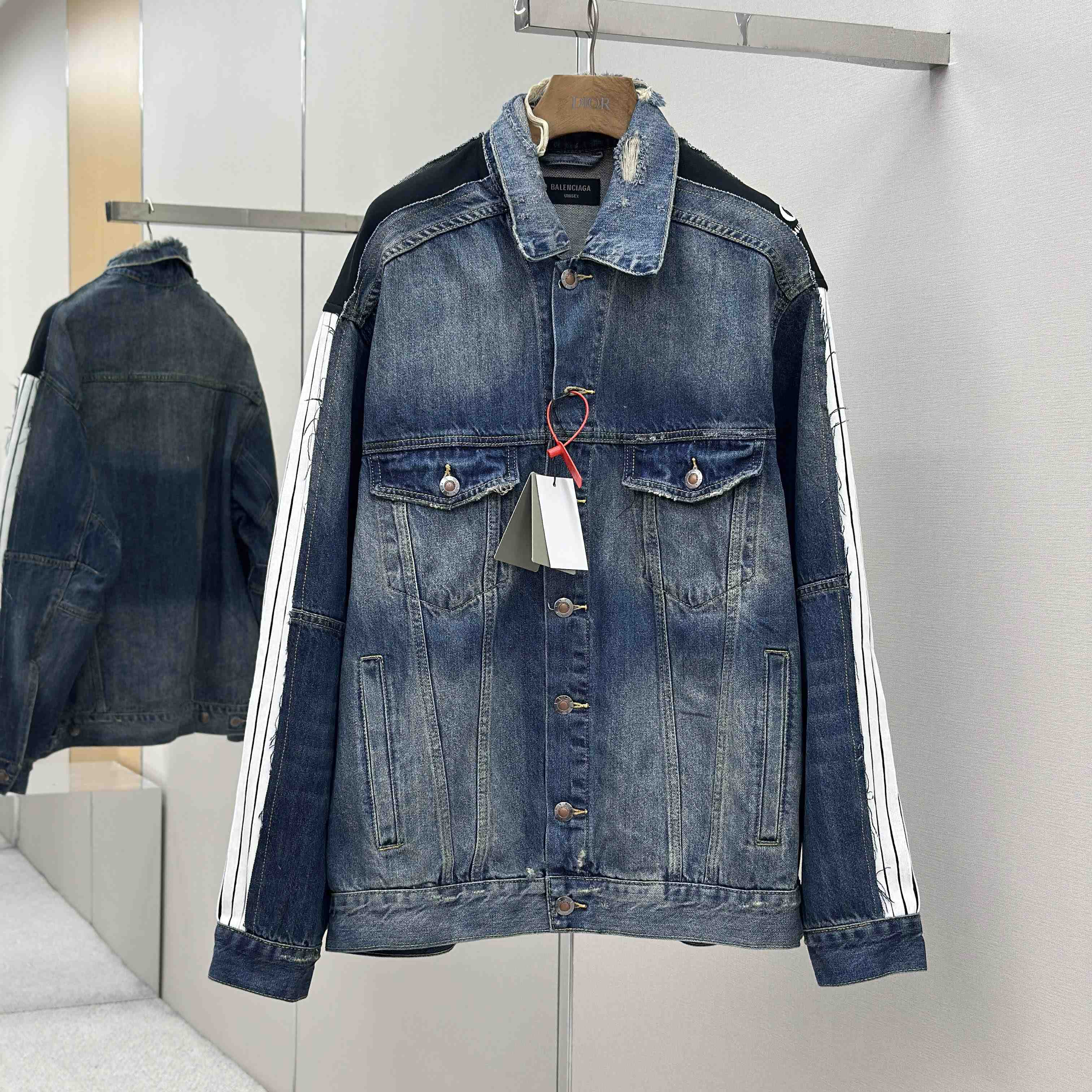 Balenciaga Cut-Up Tracksuit Jacket In Blue And Black Technical Fabric - EUR FASHION