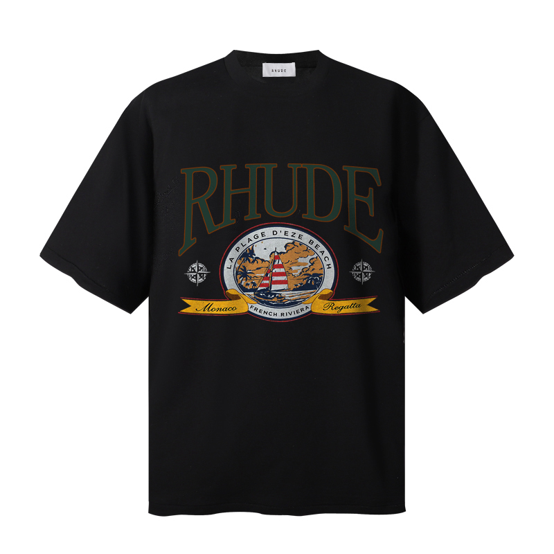 Rhude Black 'Monaco Regatta' T-shirt  - EUR FASHION