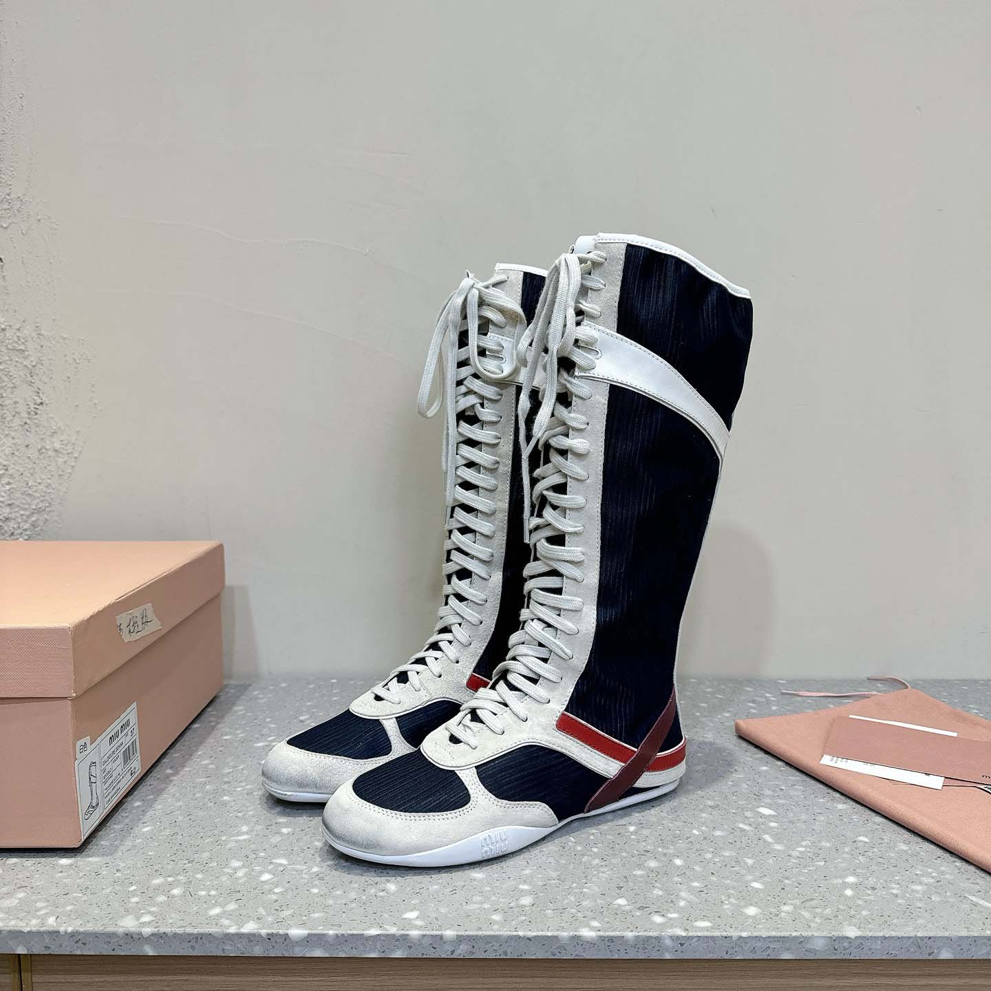Miu Miu Gymnasium Technical Fabric And Suede Boxeur Boots - EUR FASHION
