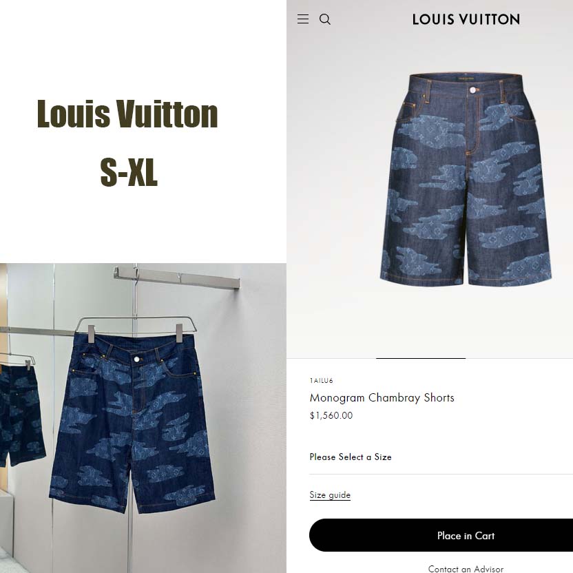 Louis Vuitton Monogram Chambray Shorts   1AILU6 - EUR FASHION