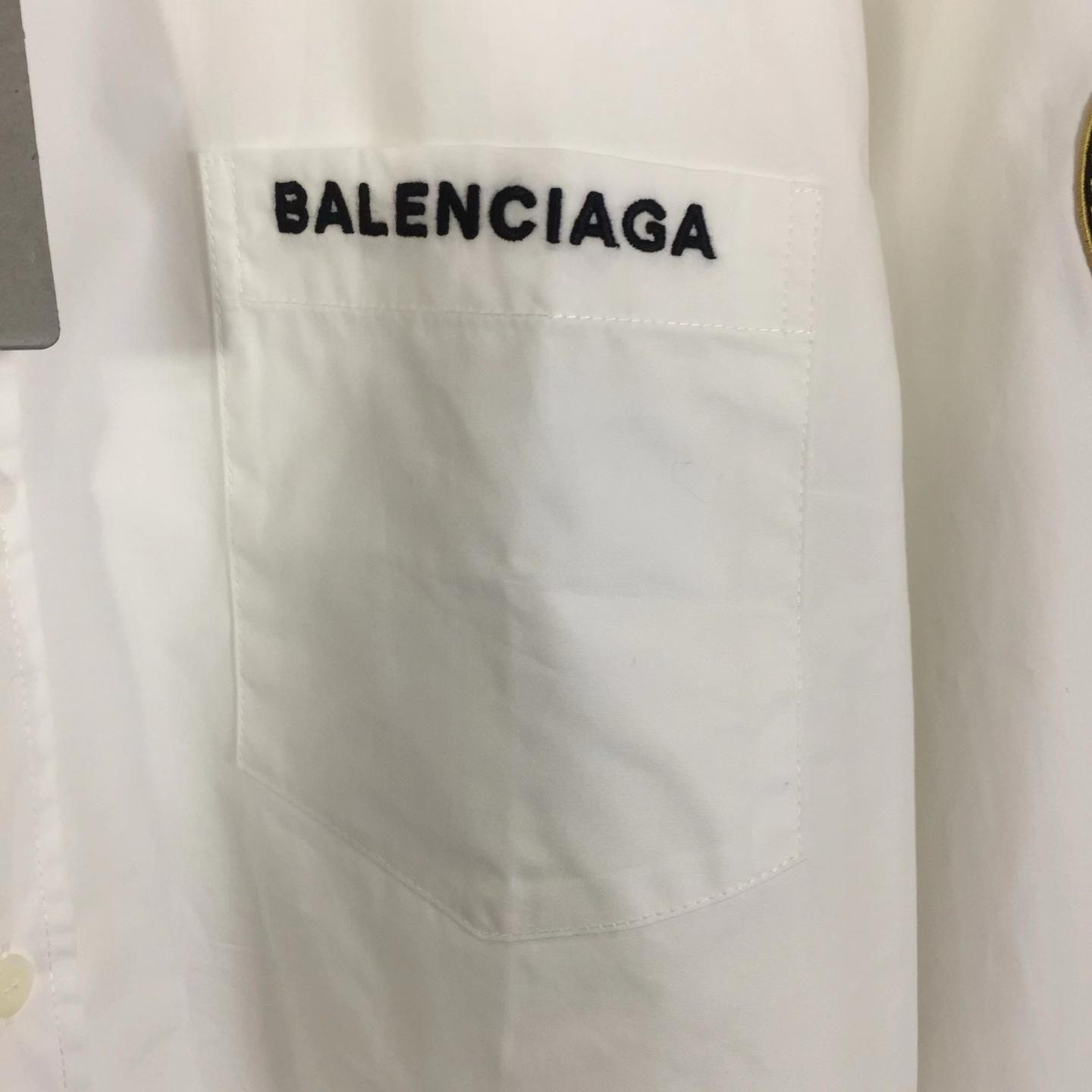 Balenciaga Logo-patch Cotton Shirt - EUR FASHION