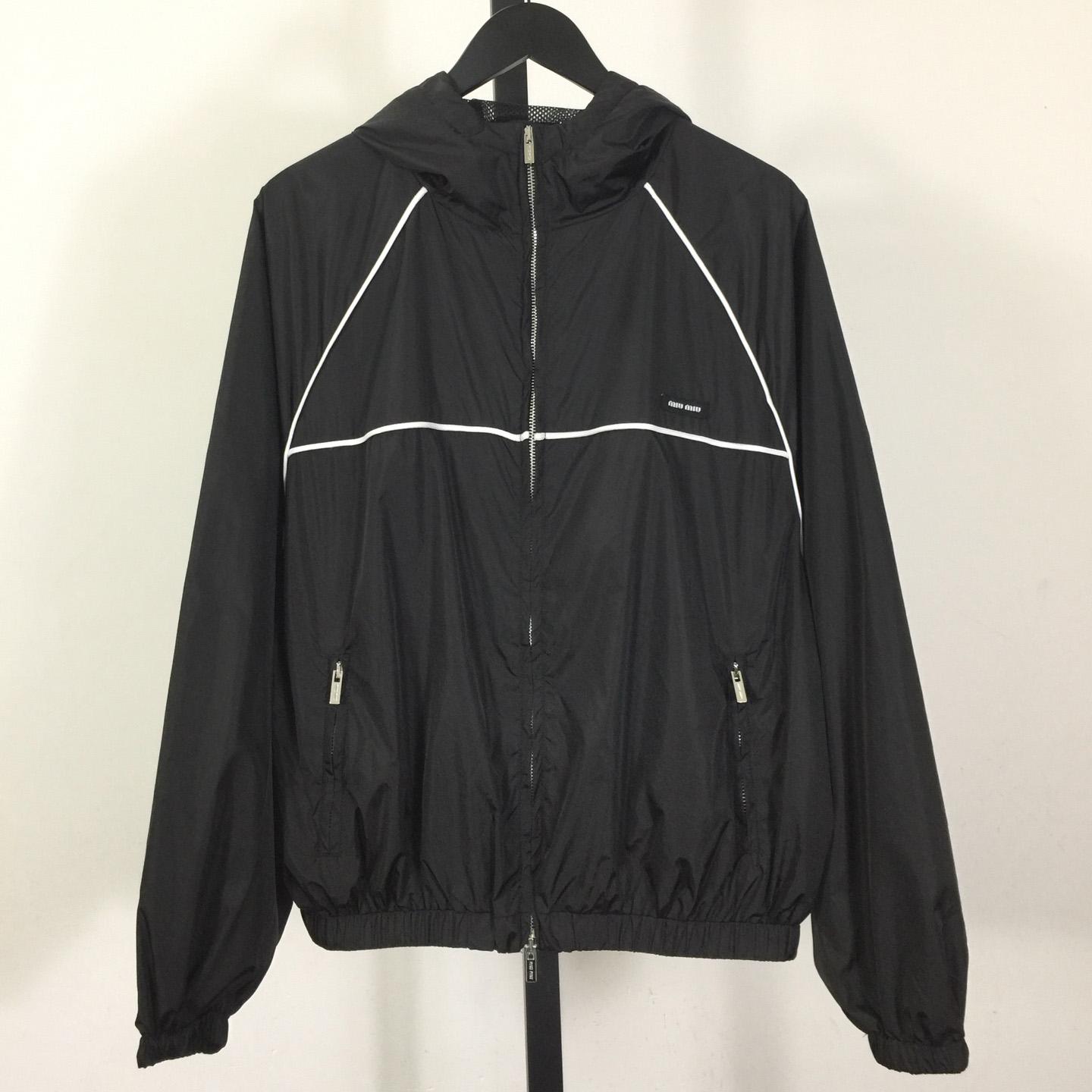 Miu Miu Aluminum Technical Silk Zipper Blouson Jacket - EUR FASHION