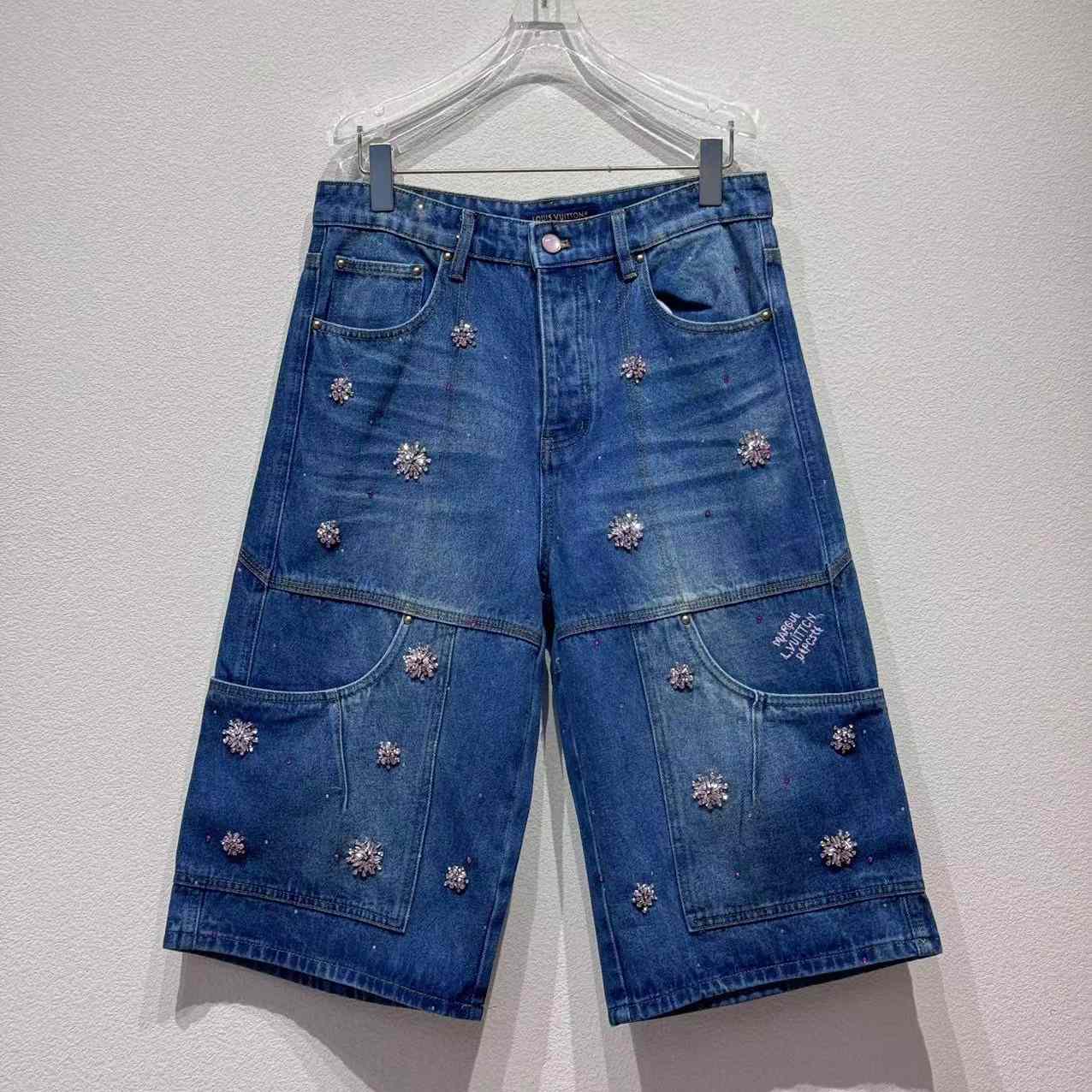 Louis Vuitton Embroidered Denim Workwear Shorts   1AILTW - EUR FASHION
