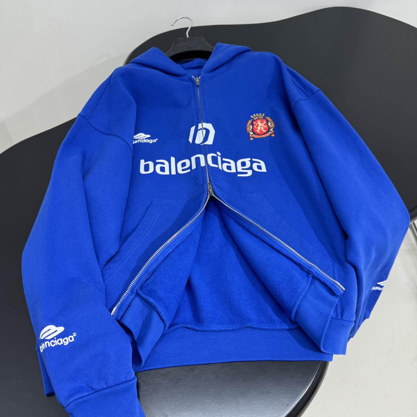 Balenciaga Paris Blue Soccer Zip-up Hoodie - EUR FASHION